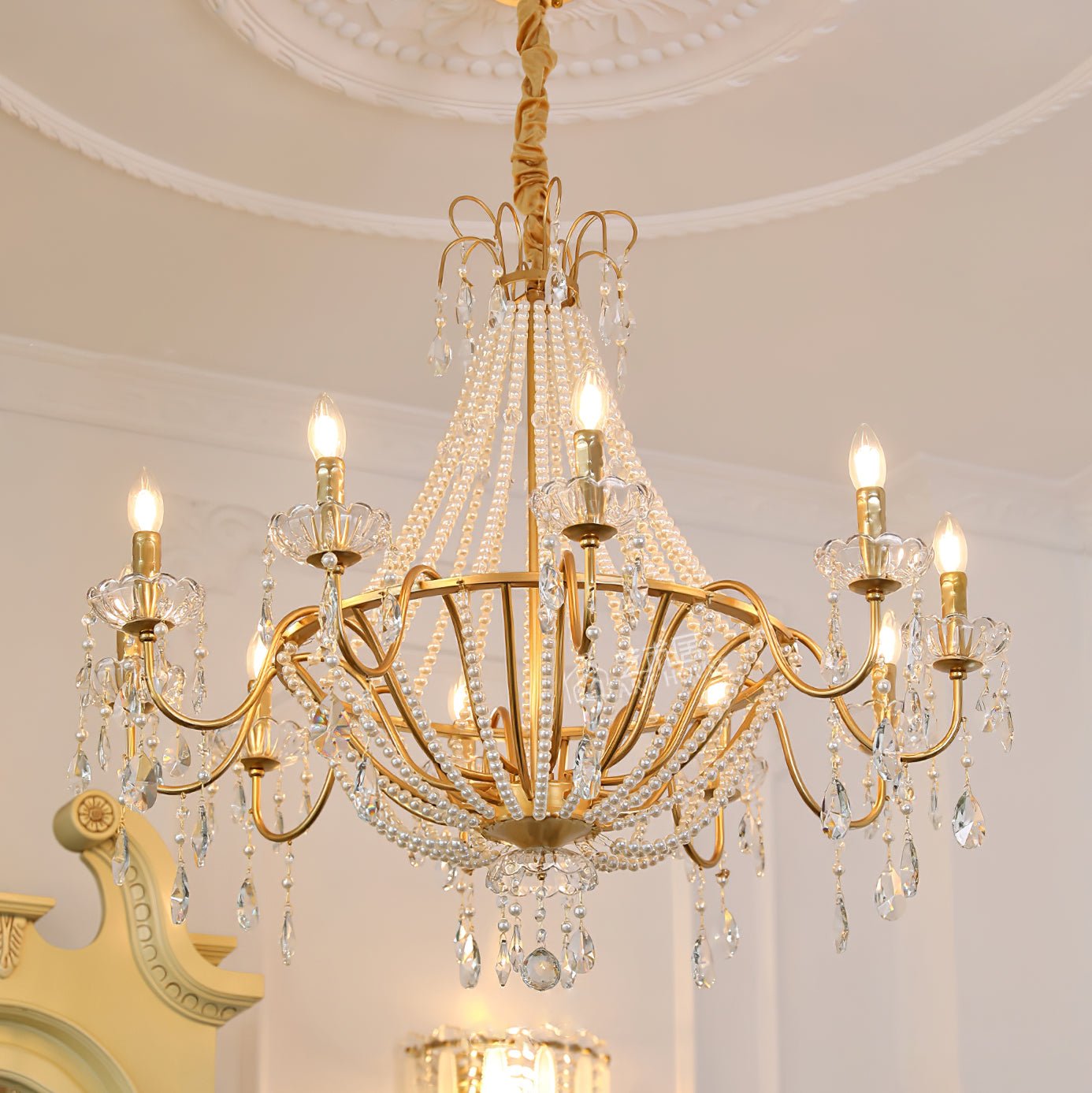 Eurvaros Lustre vintage en cristal et laiton