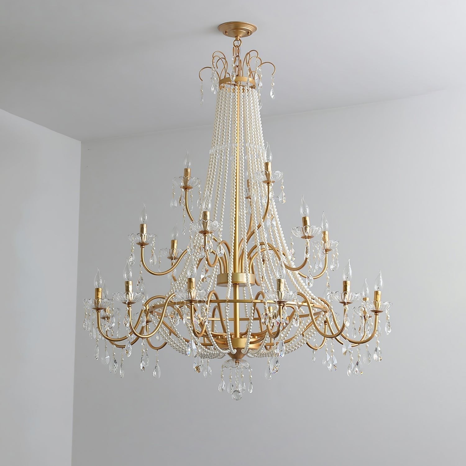 Eurvaros Lustre vintage en cristal et laiton