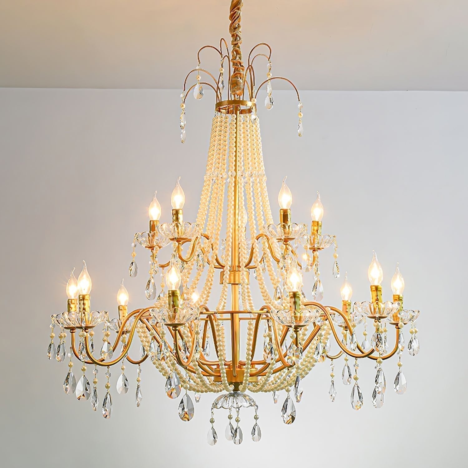 Eurvaros Lustre vintage en cristal et laiton