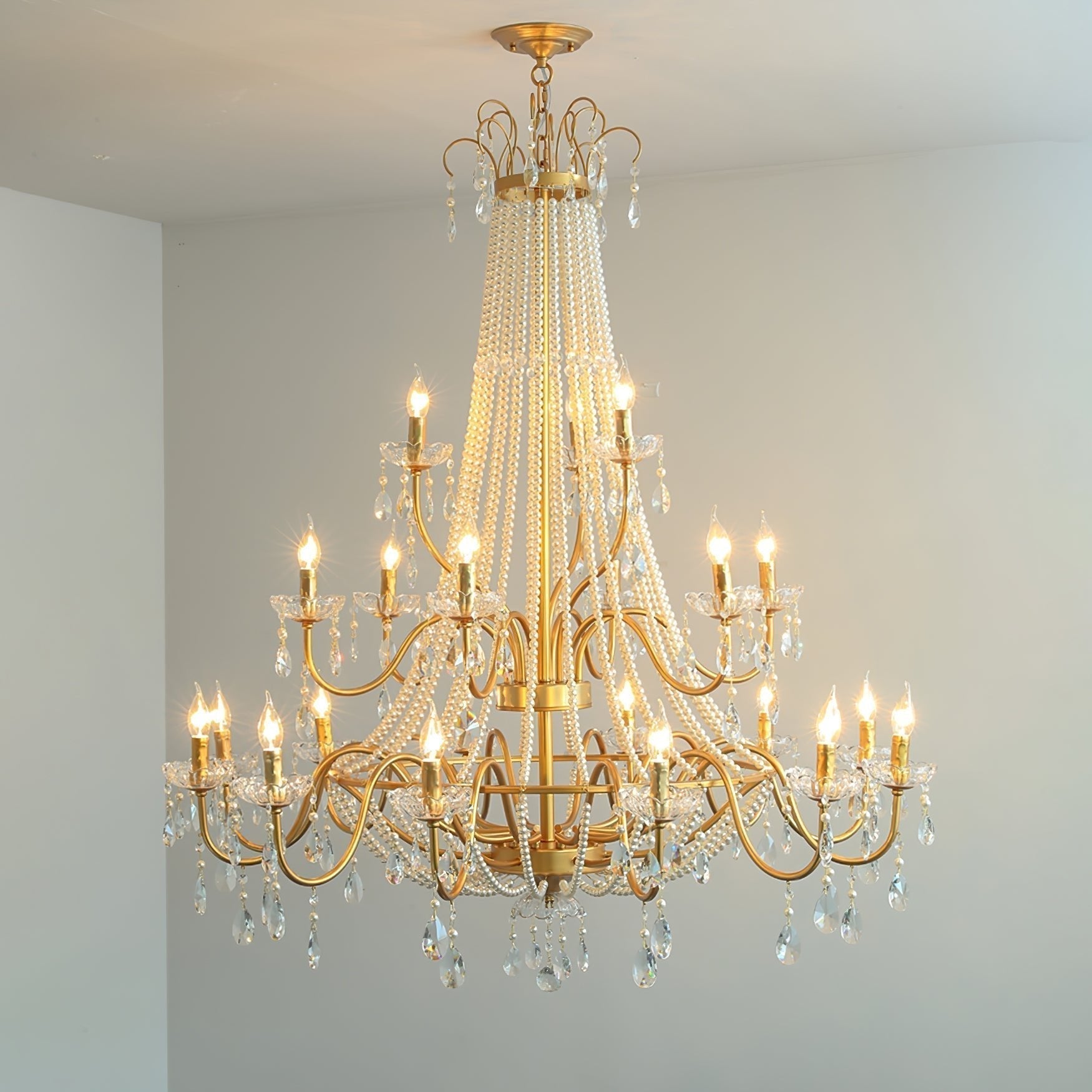 Eurvaros Lustre vintage en cristal et laiton