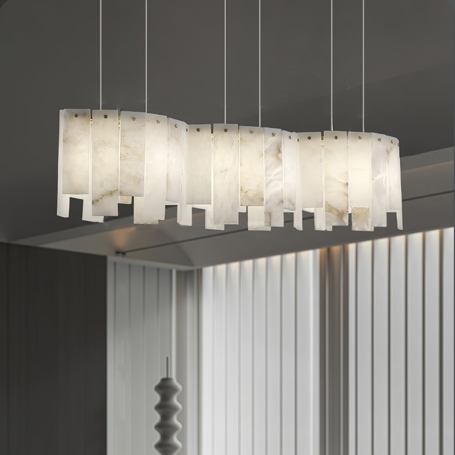 Cavelan Suspension Lustrée en Albâtre