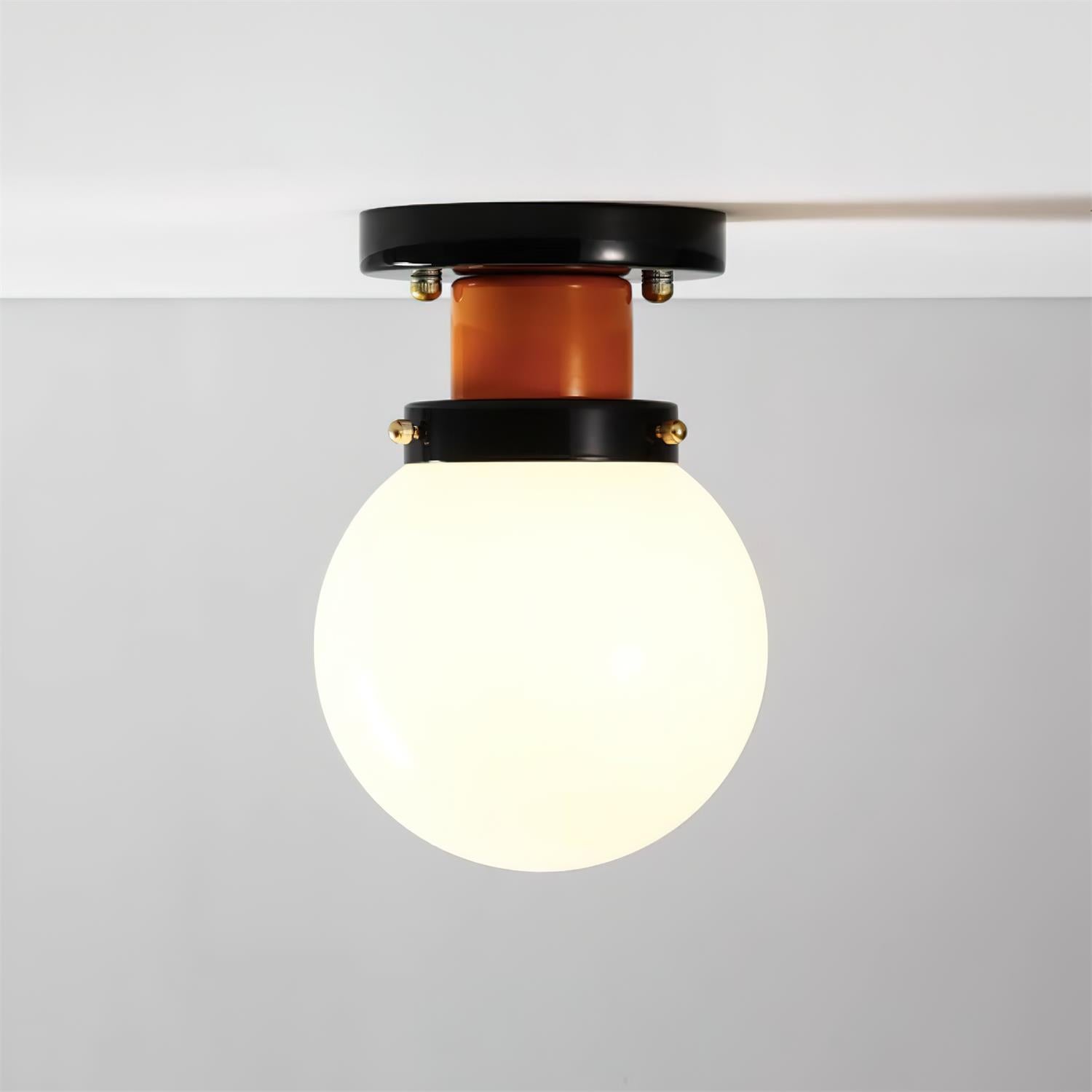 Aria Lumière de Plafond en verre Sphérique Orange et Noir