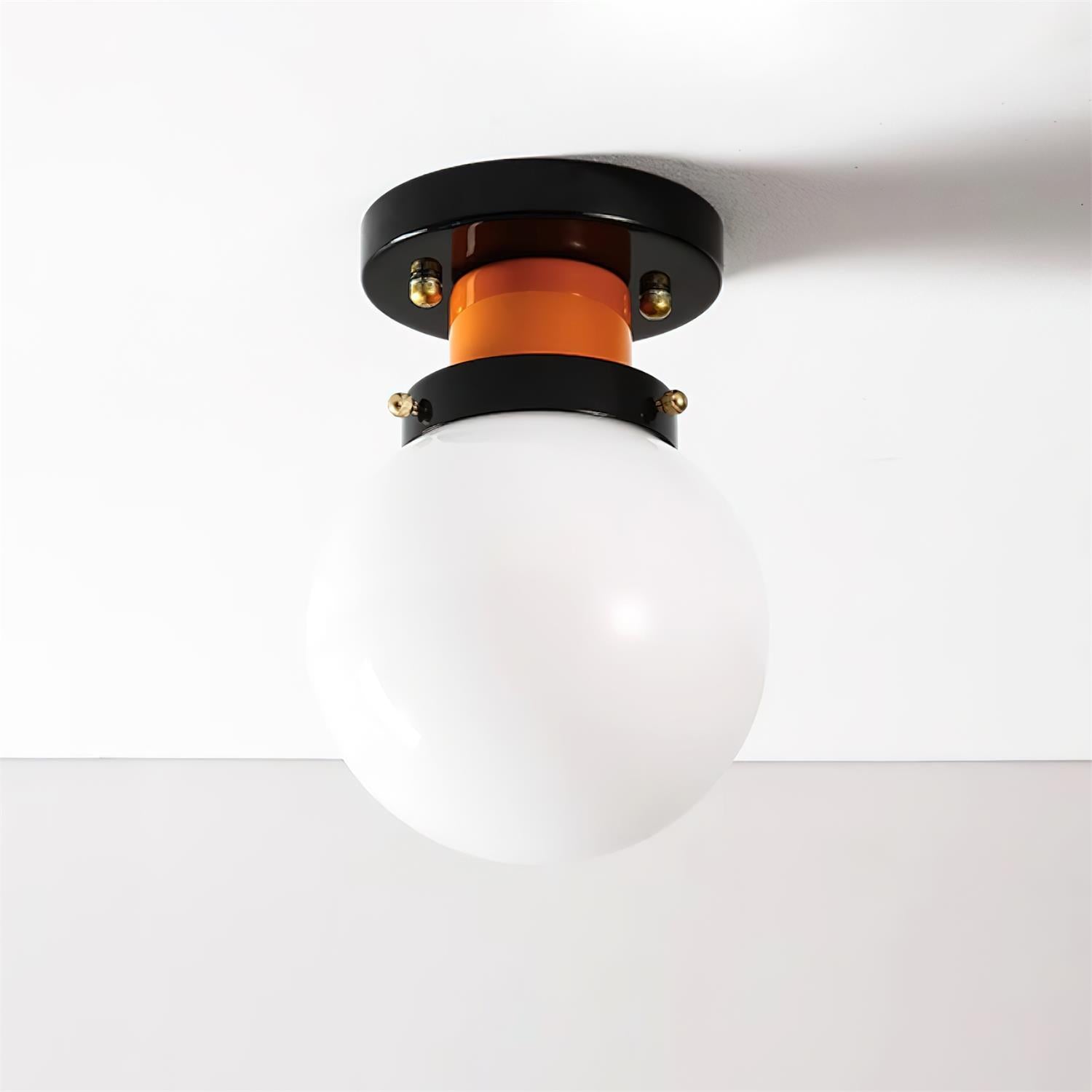 Aria Lumière de Plafond en verre Sphérique Orange et Noir
