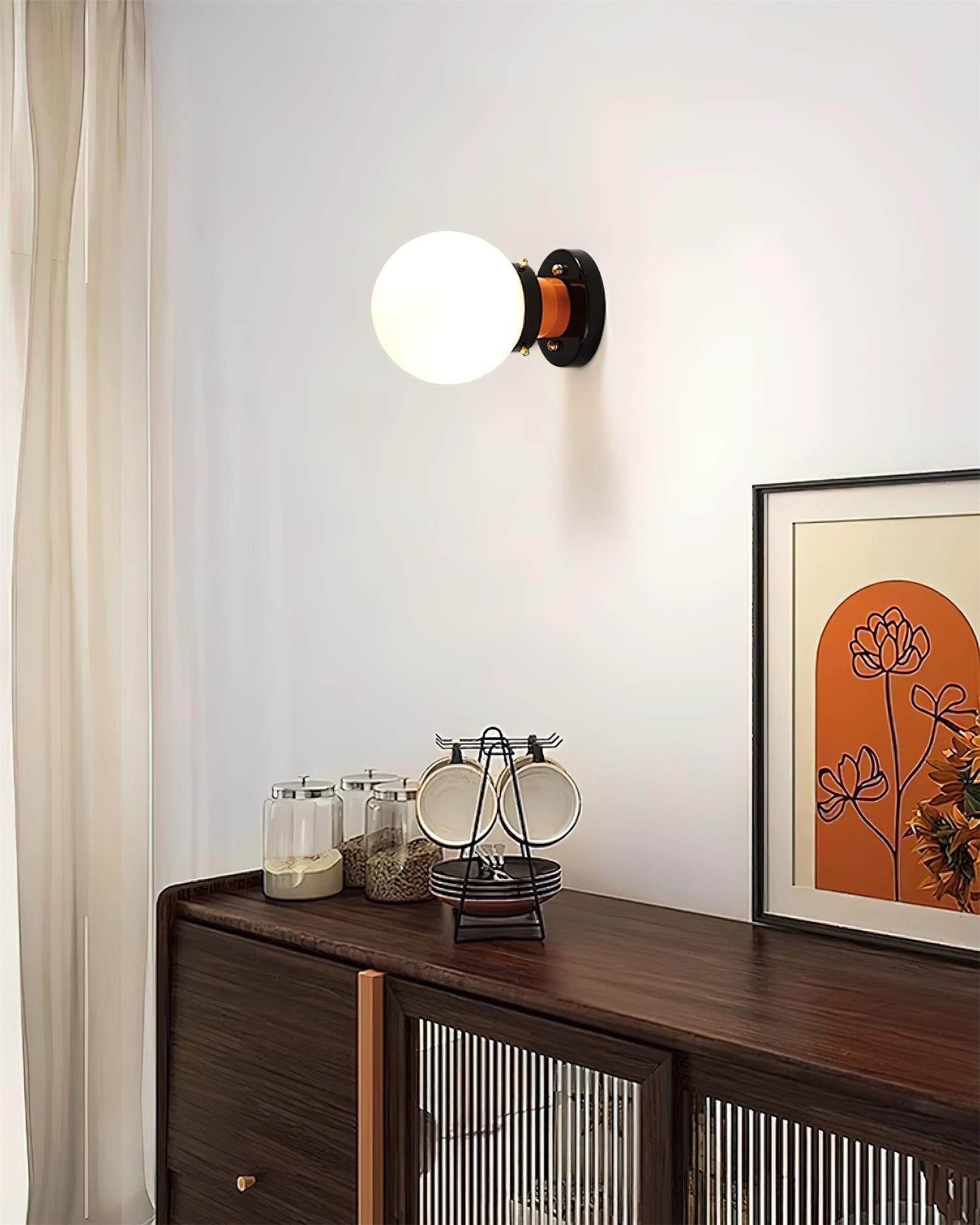 Aria Lumière de Plafond en verre Sphérique Orange et Noir