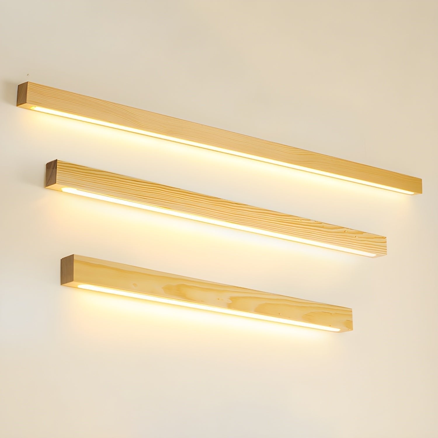 Lustra Applique Murale Linéaire Bois et LED Design Minimaliste