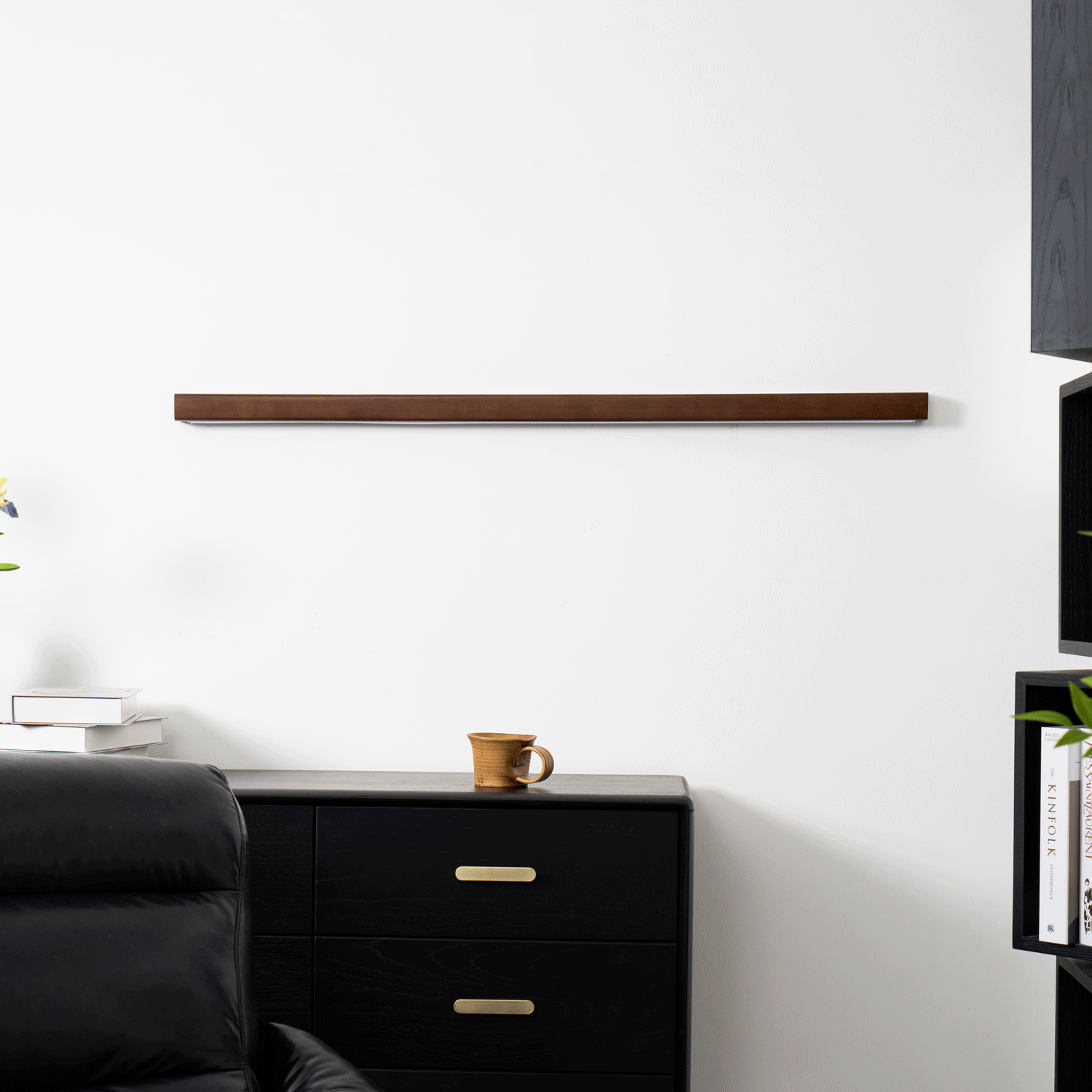 Lustra Applique Murale Linéaire Bois et LED Design Minimaliste