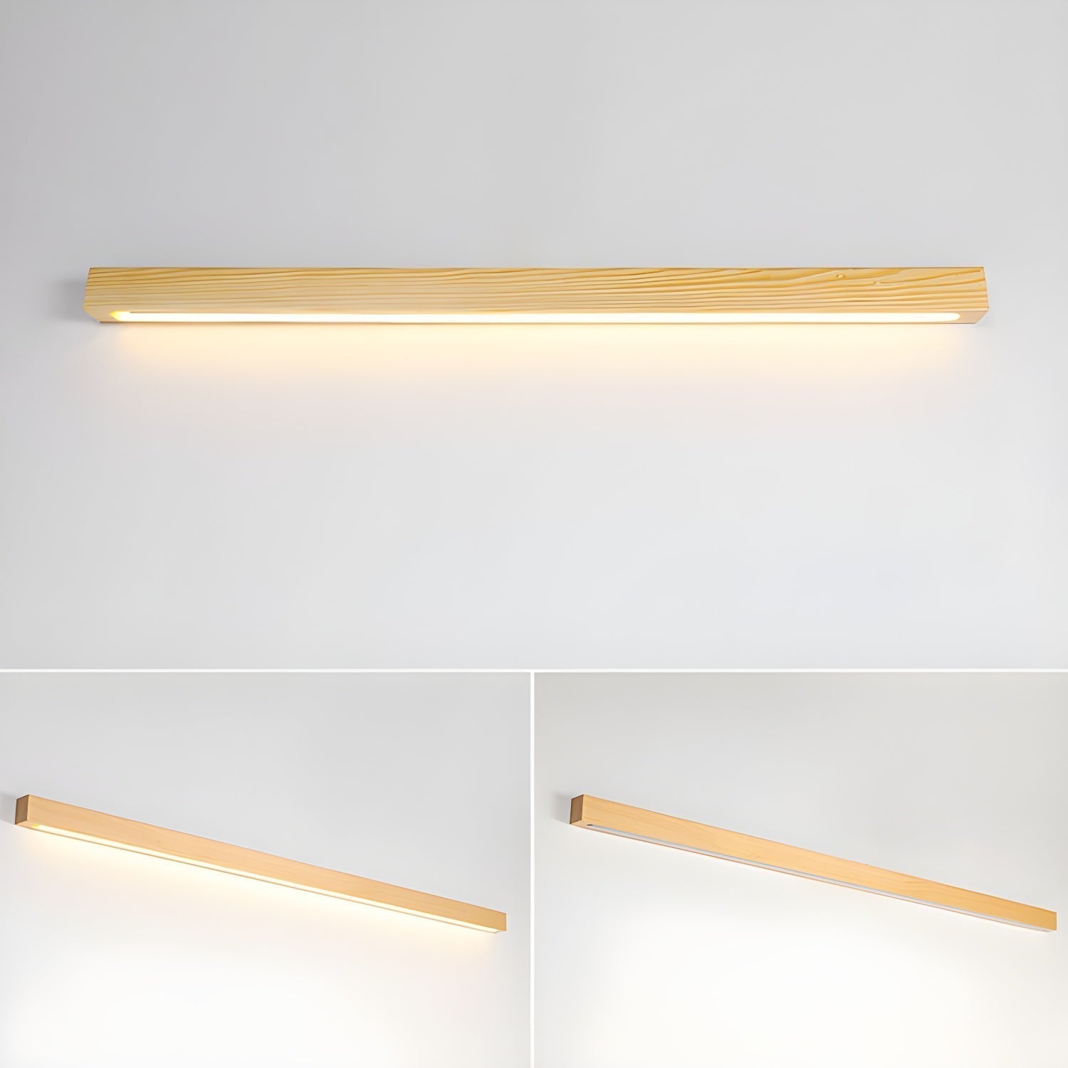 Lustra Applique Murale Linéaire Bois et LED Design Minimaliste
