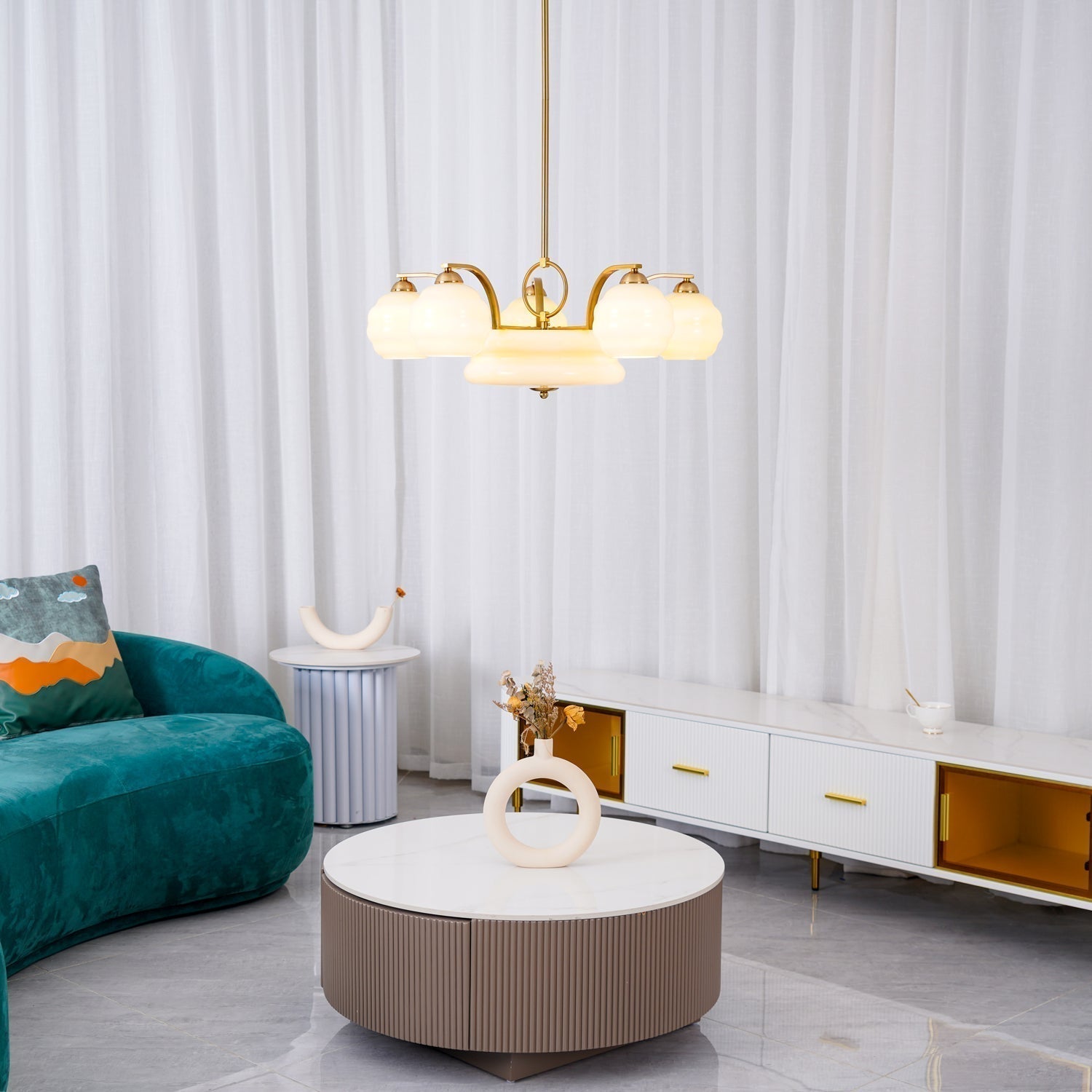Lustra Lustre Art Déco Vintage avec Abat-jour en Verre