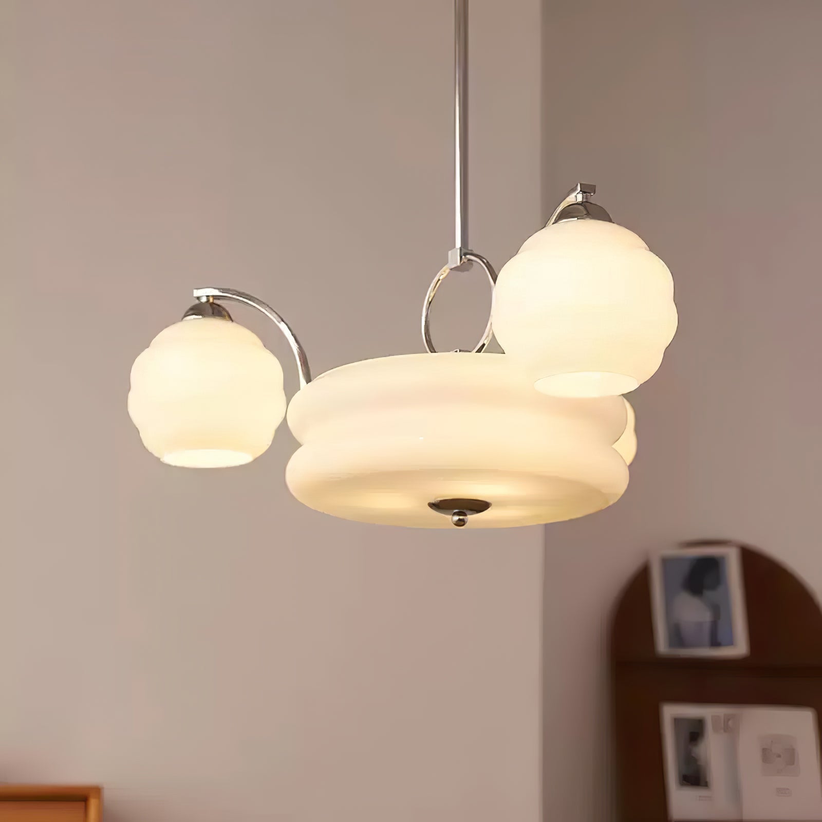 Lustra Lustre Art Déco Vintage avec Abat-jour en Verre