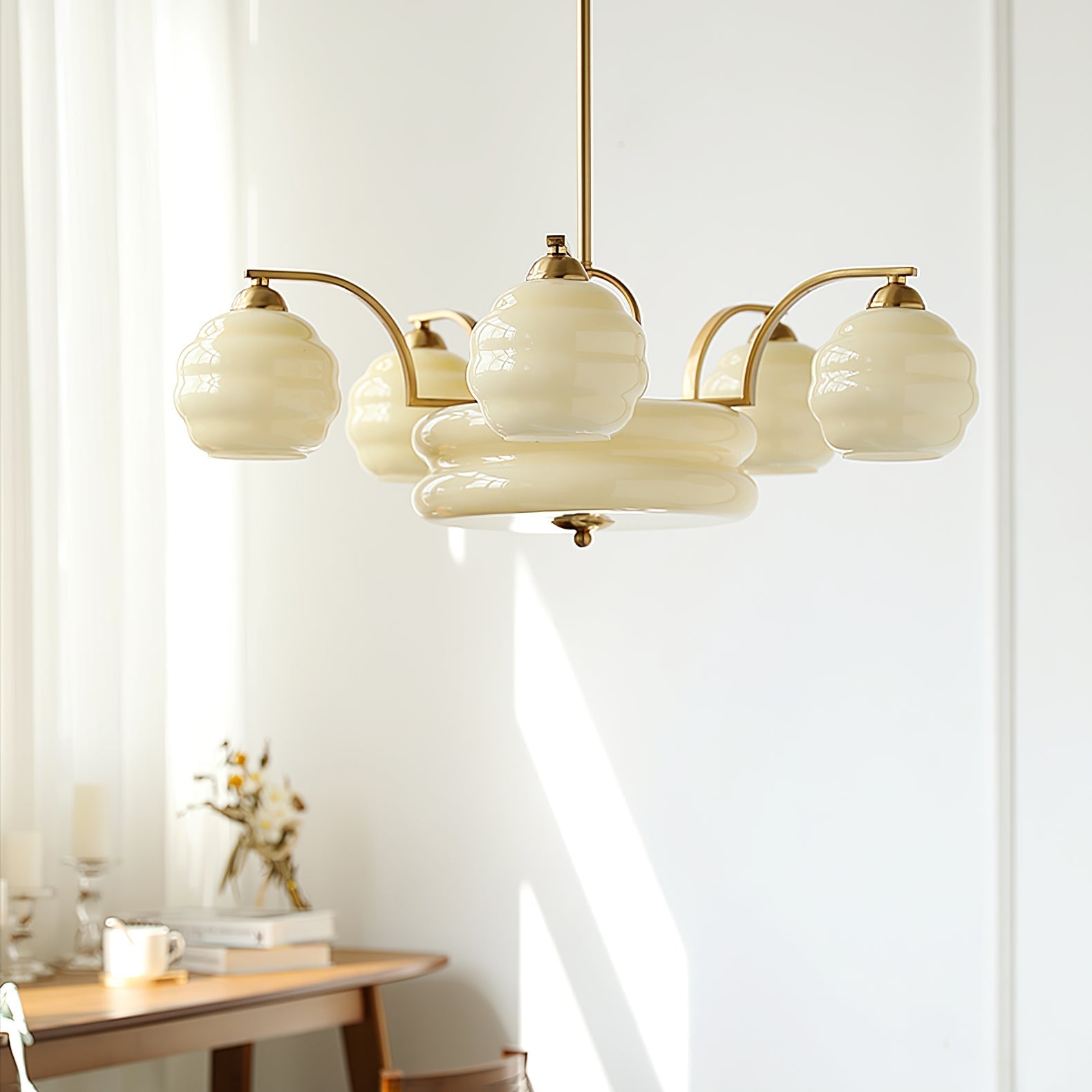 Lustra Lustre Art Déco Vintage avec Abat-jour en Verre