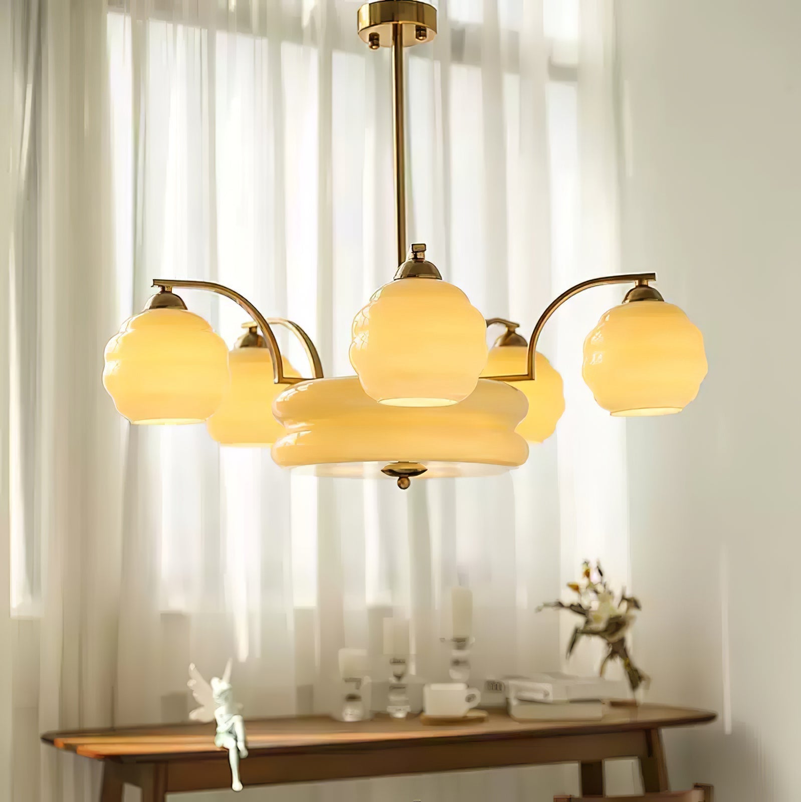 Lustra Lustre Art Déco Vintage avec Abat-jour en Verre