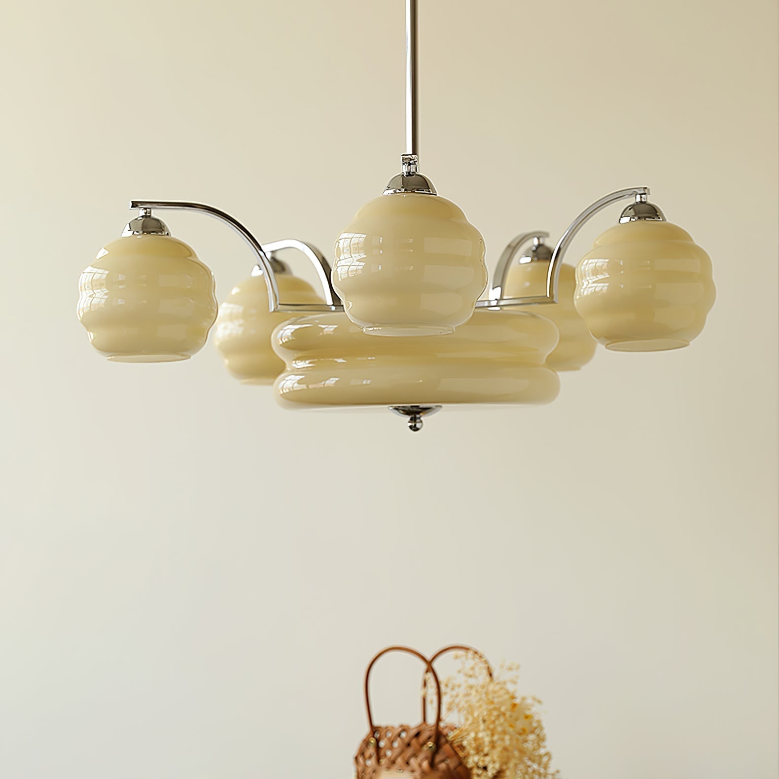 Lustra Lustre Art Déco Vintage avec Abat-jour en Verre