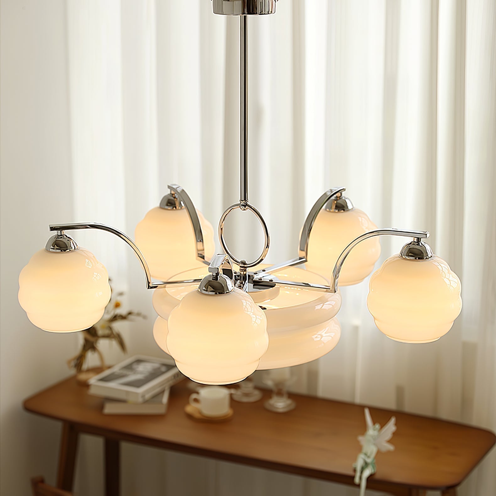 Lustra Lustre Art Déco Vintage avec Abat-jour en Verre