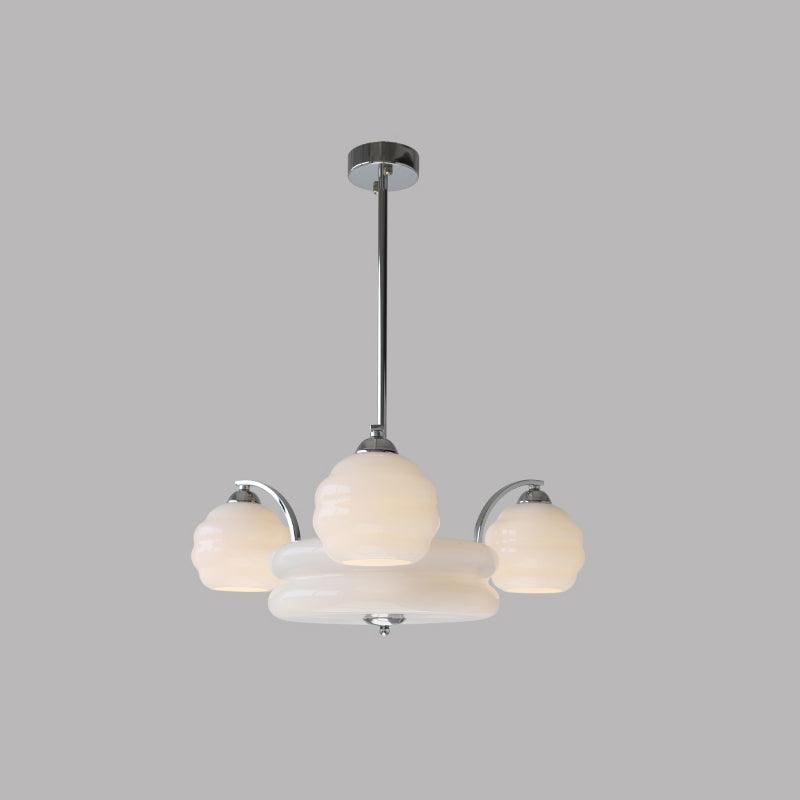 Lustra Lustre Art Déco Vintage avec Abat-jour en Verre