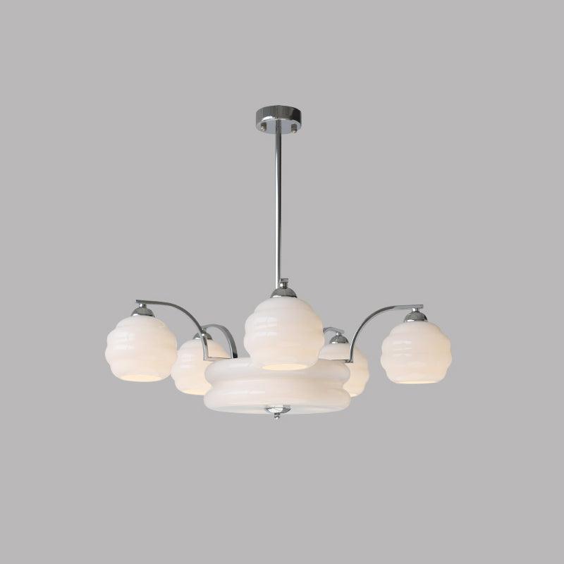 Lustra Lustre Art Déco Vintage avec Abat-jour en Verre