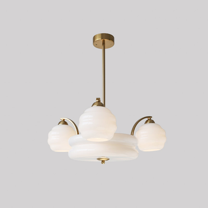 Lustra Lustre Art Déco Vintage avec Abat-jour en Verre