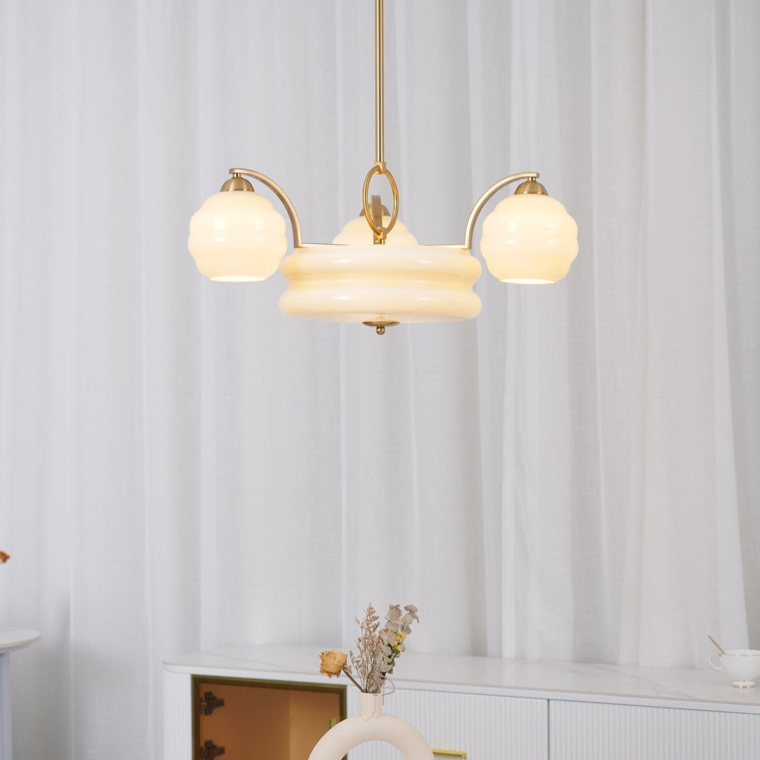 Lustra Lustre Art Déco Vintage avec Abat-jour en Verre