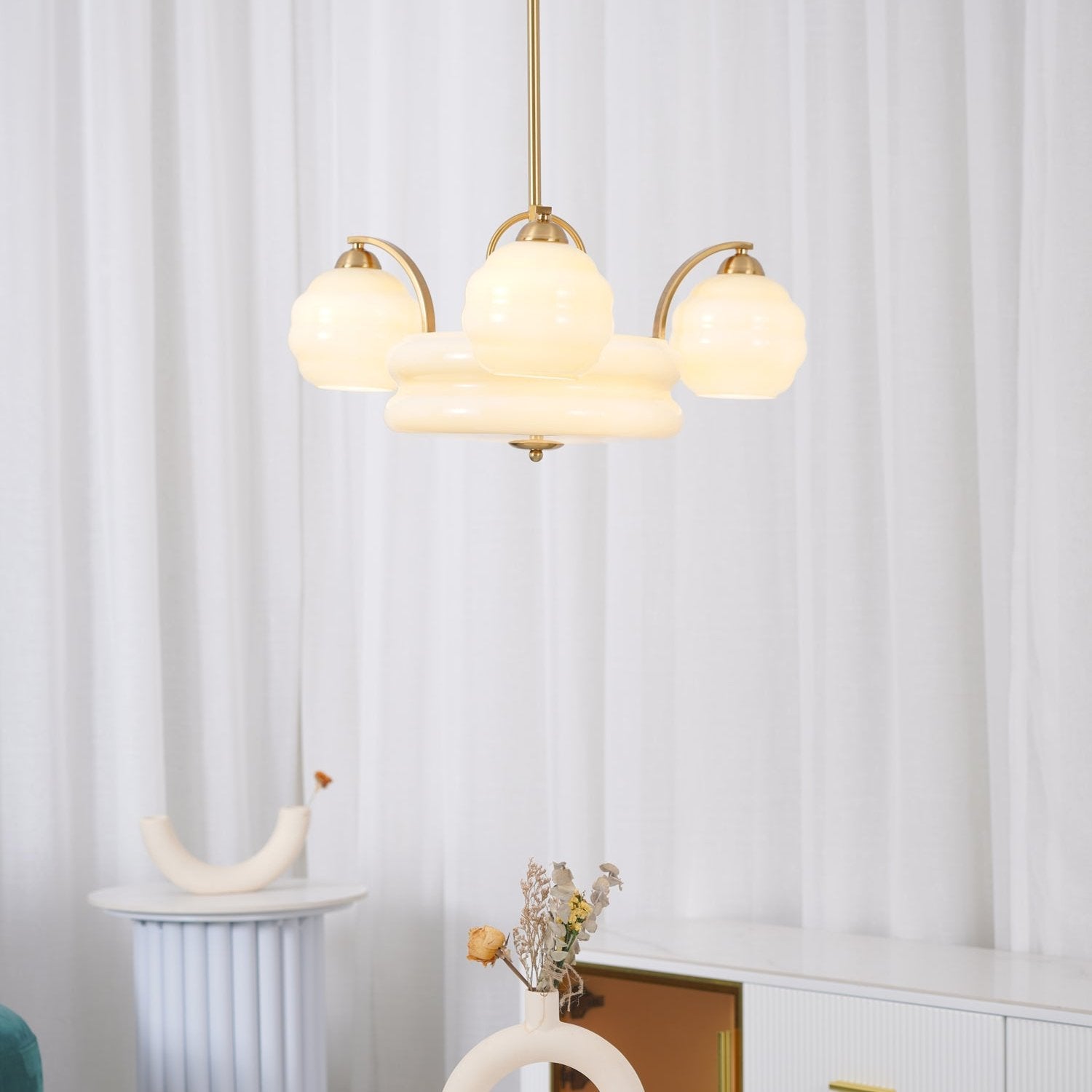 Lustra Lustre Art Déco Vintage avec Abat-jour en Verre