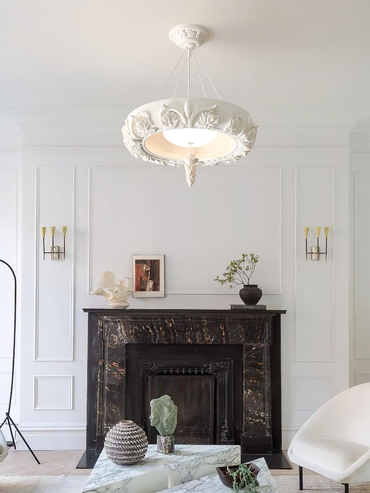 Rococo Lustre Suspension en Plâtre