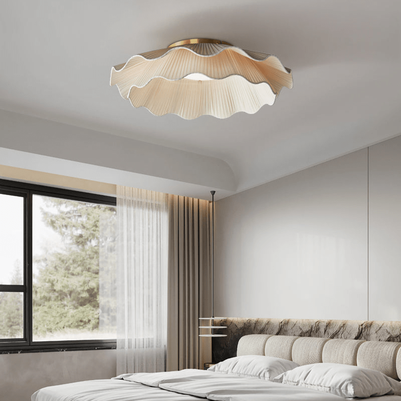 Mylirira Plafonnier en Laiton Tissu Vague Élégance Premium