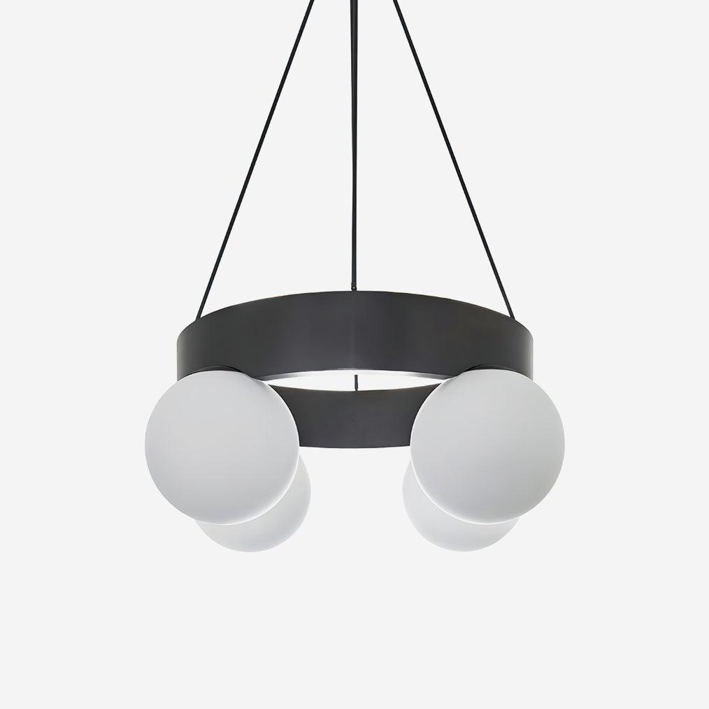 Asterios Lustre Anneau Noir Abat-jours Sphériques