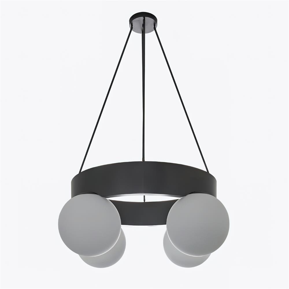 Asterios Lustre Anneau Noir Abat-jours Sphériques