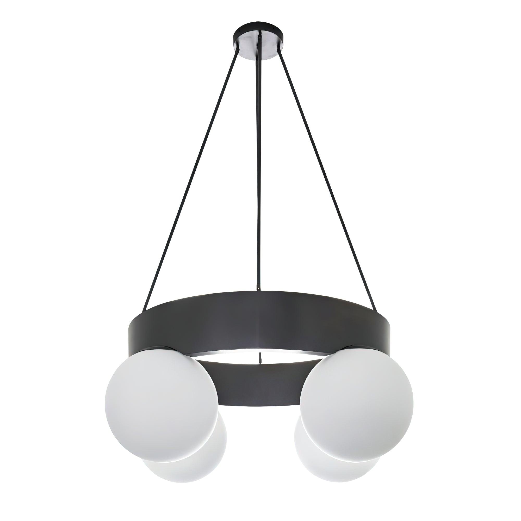 Asterios Lustre Anneau Noir Abat-jours Sphériques