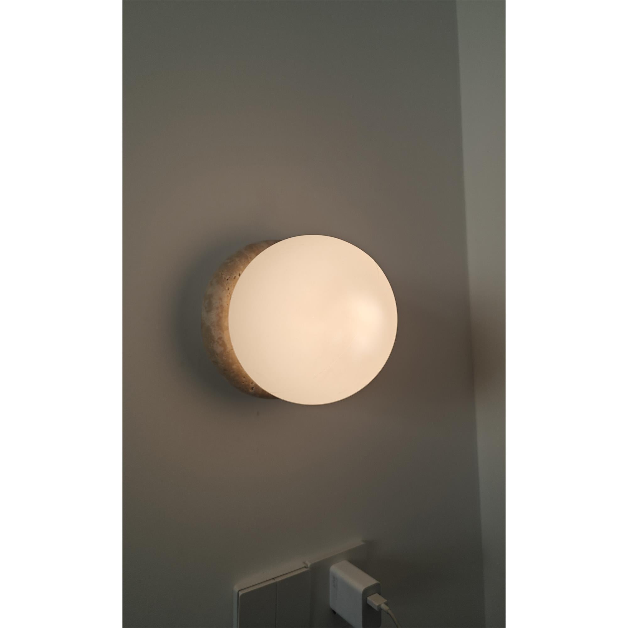 Blikuvys Moderne Minimaliste Travertin Verre Applique Murale