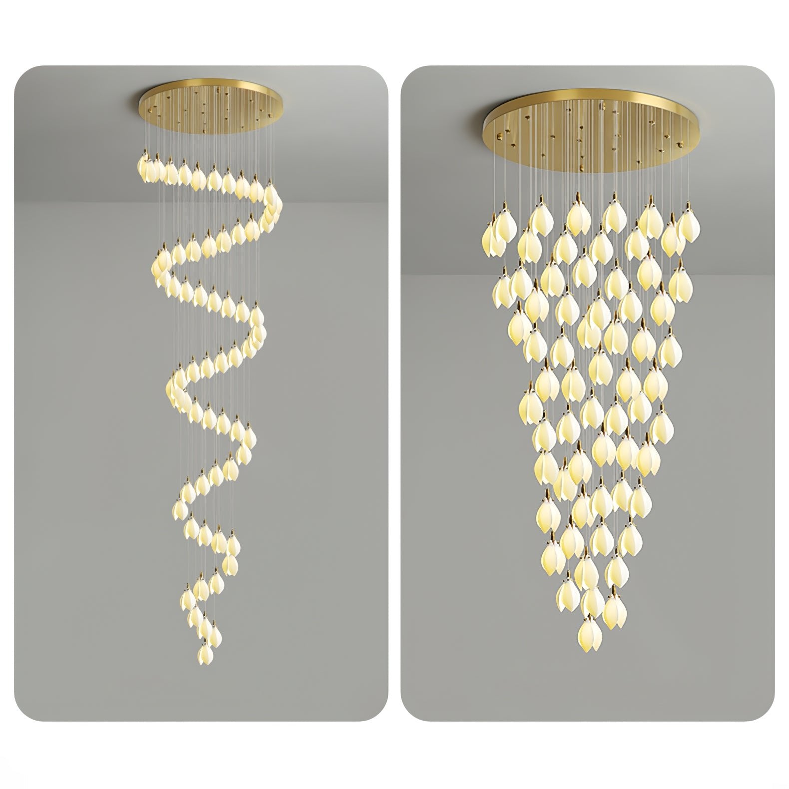 Caphayra Lustre en Céramique Florale et Laiton