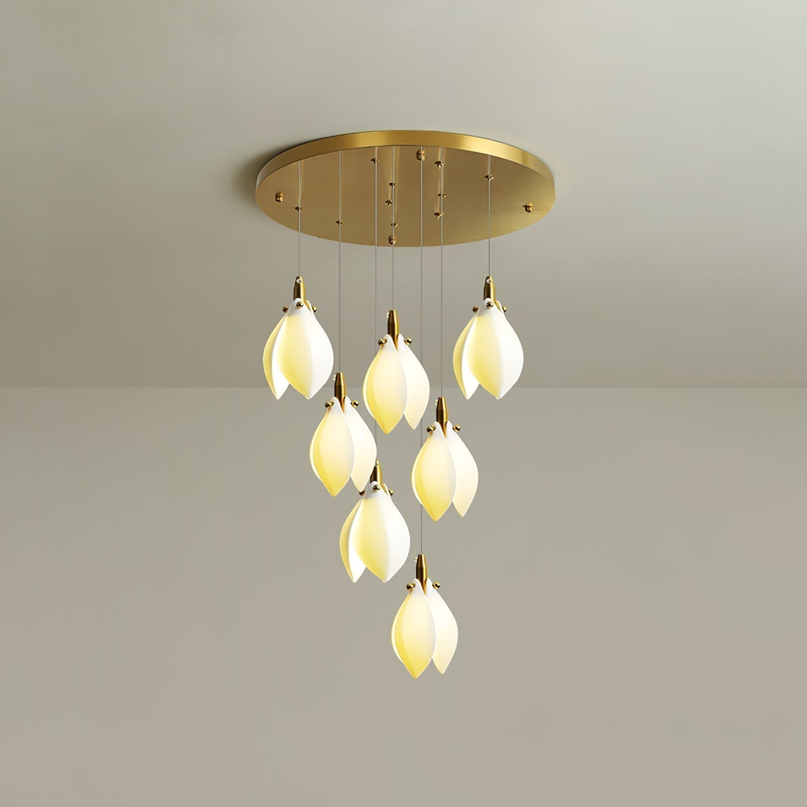 Caphayra Lustre en Céramique Florale et Laiton