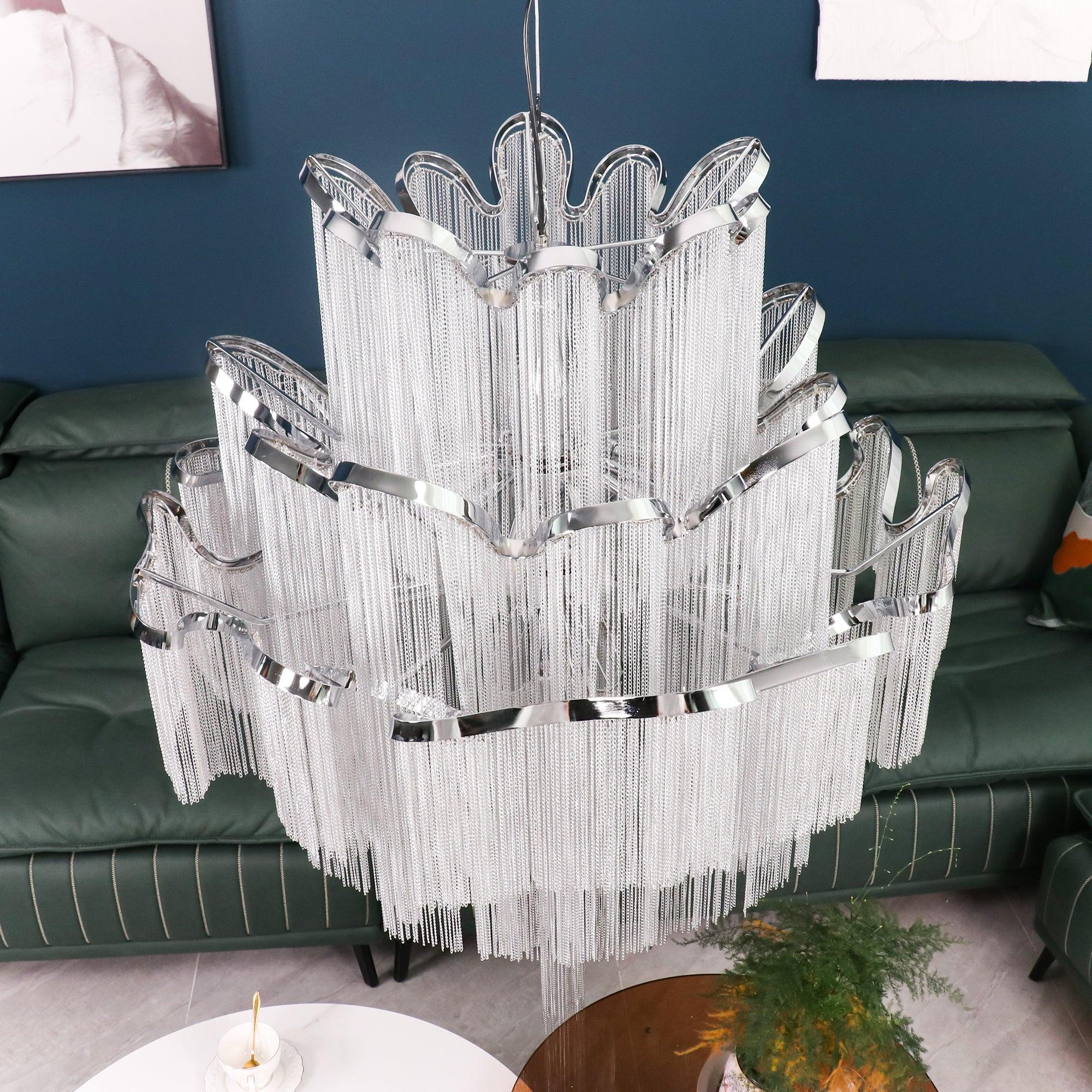 Lustra Suspension Lampe Chaîne en Nickel Coulant