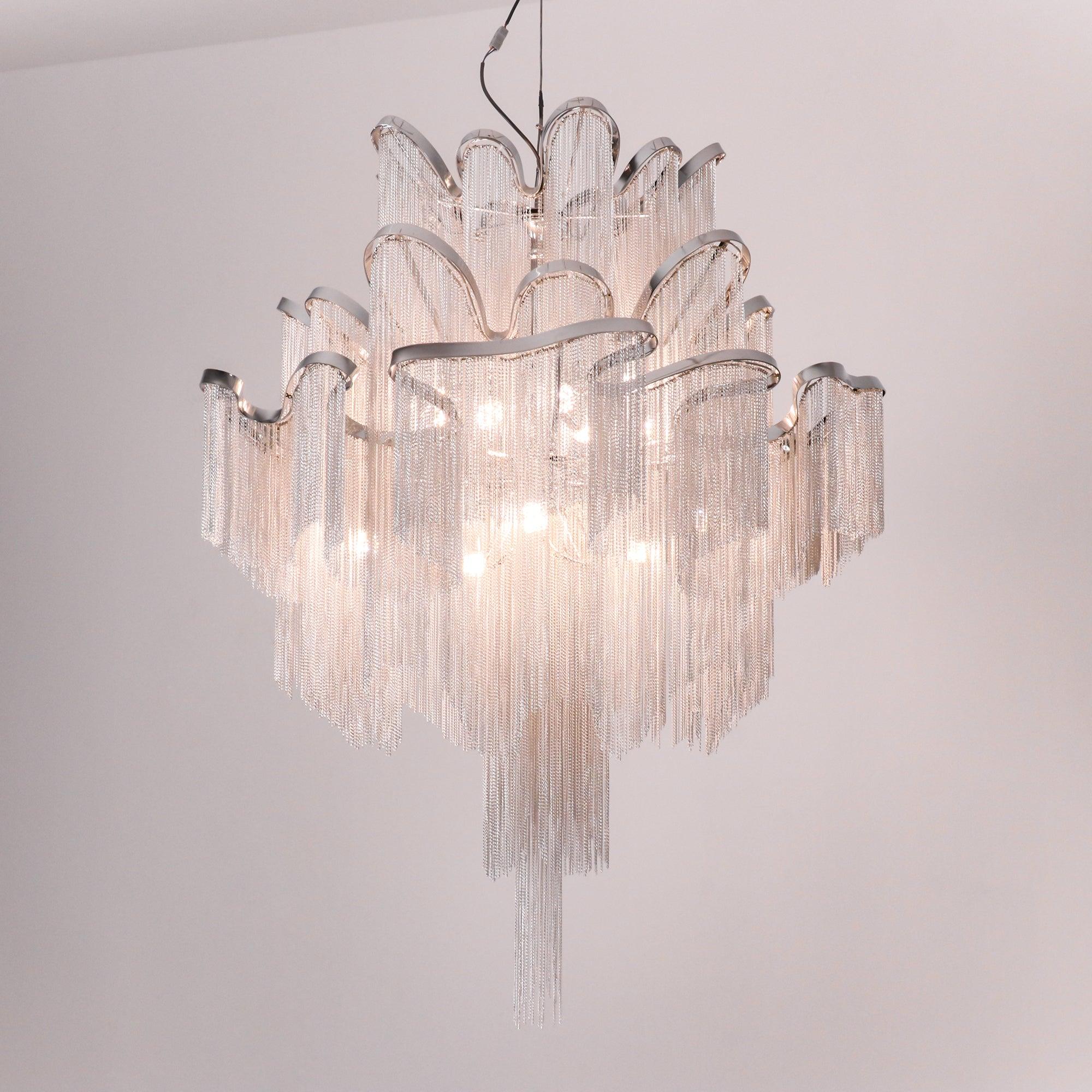 Lustra Suspension Lampe Chaîne en Nickel Coulant