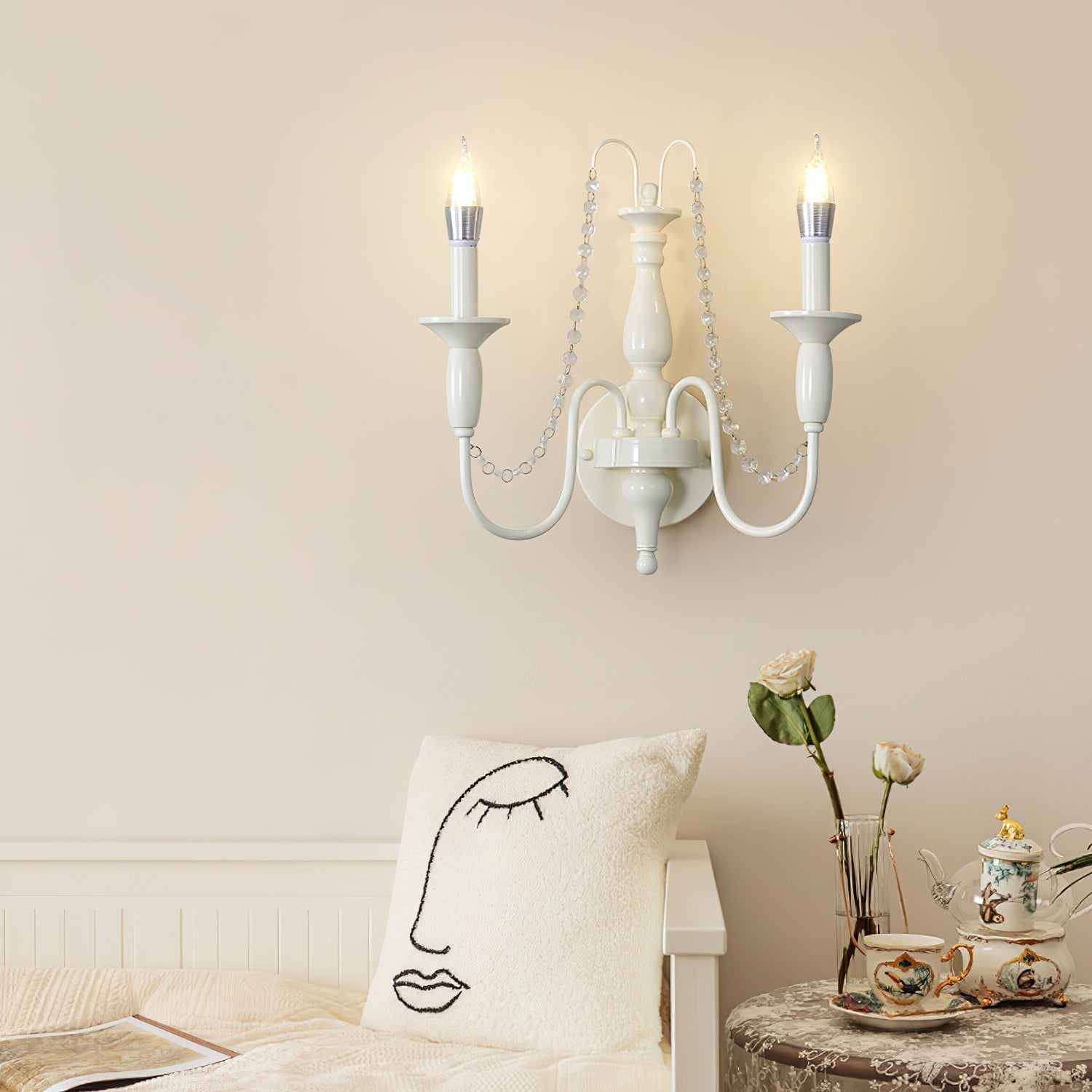 Jarnbruvys Traditionnel Bougie Métal Cristal Applique Murale