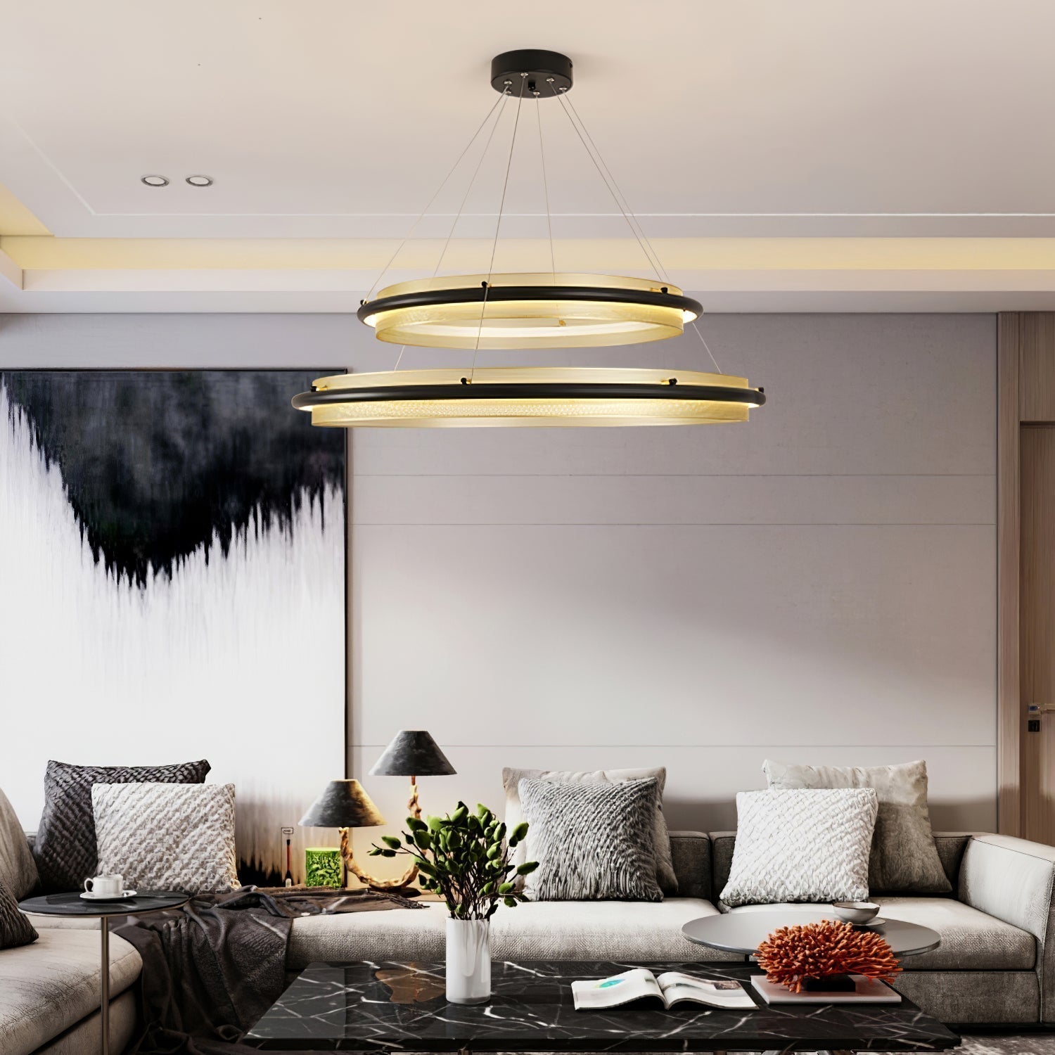 Himinuvyo Moderne Minimaliste LED Acrylique Métal Lustre