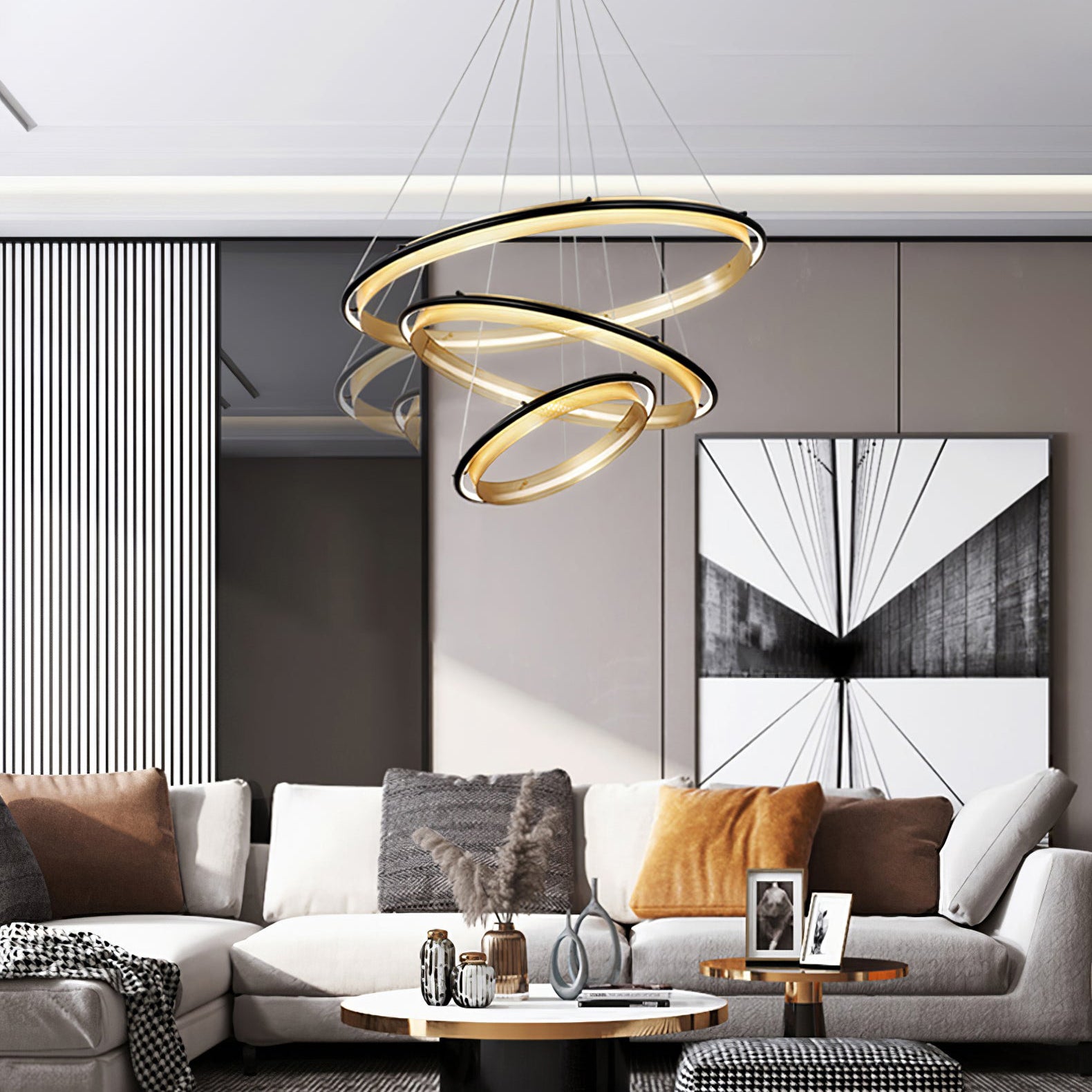 Himinuvyo Moderne Minimaliste LED Acrylique Métal Lustre