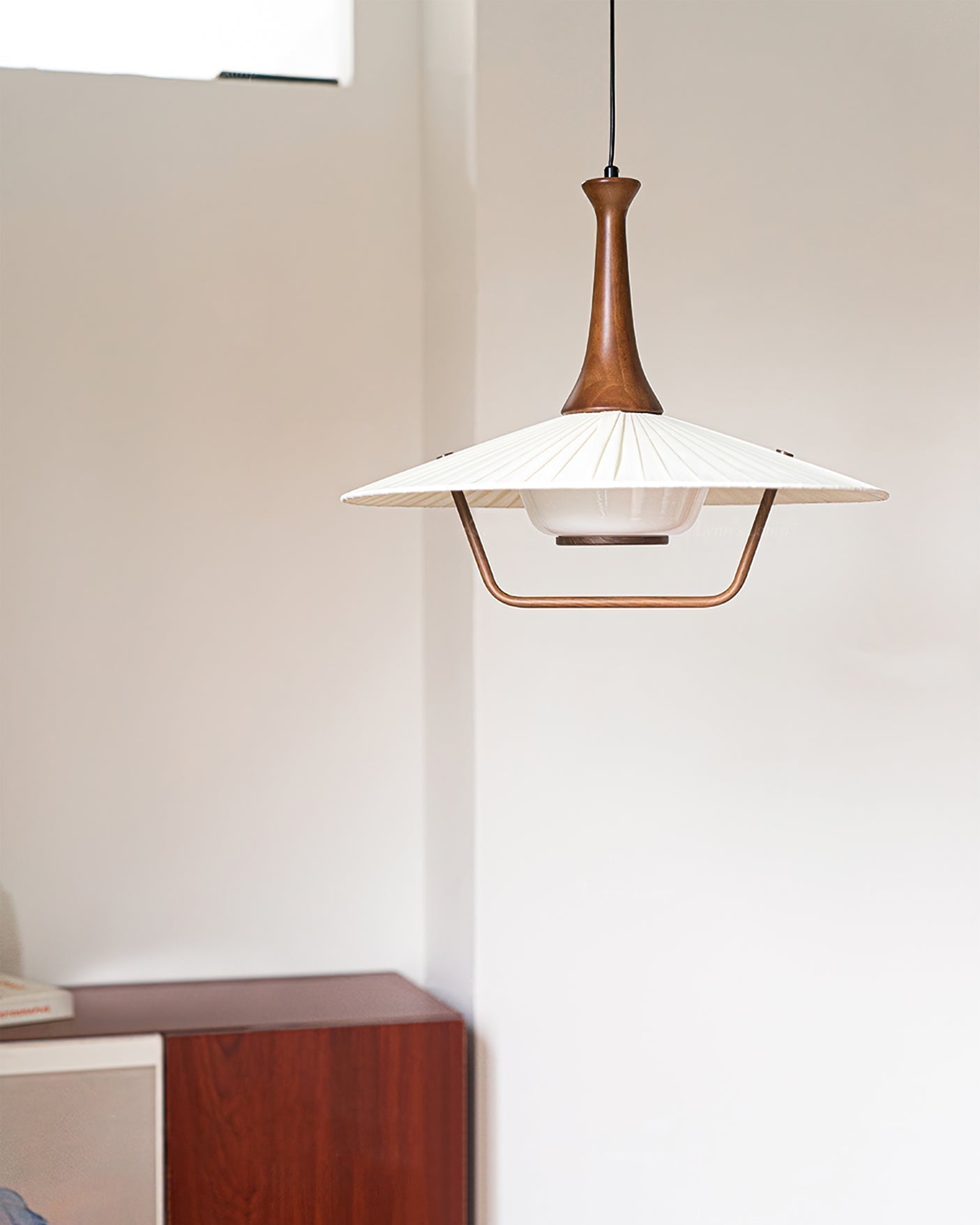 Vionne Suspension en bois et blanc style milieu du siècle