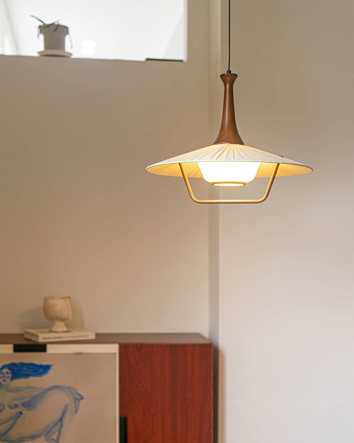 Vionne Suspension en bois et blanc style milieu du siècle