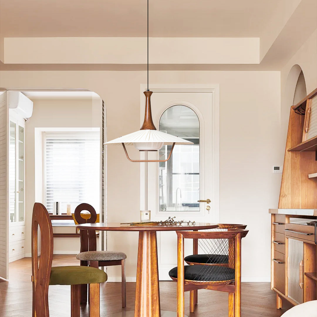 Vionne Suspension en bois et blanc style milieu du siècle