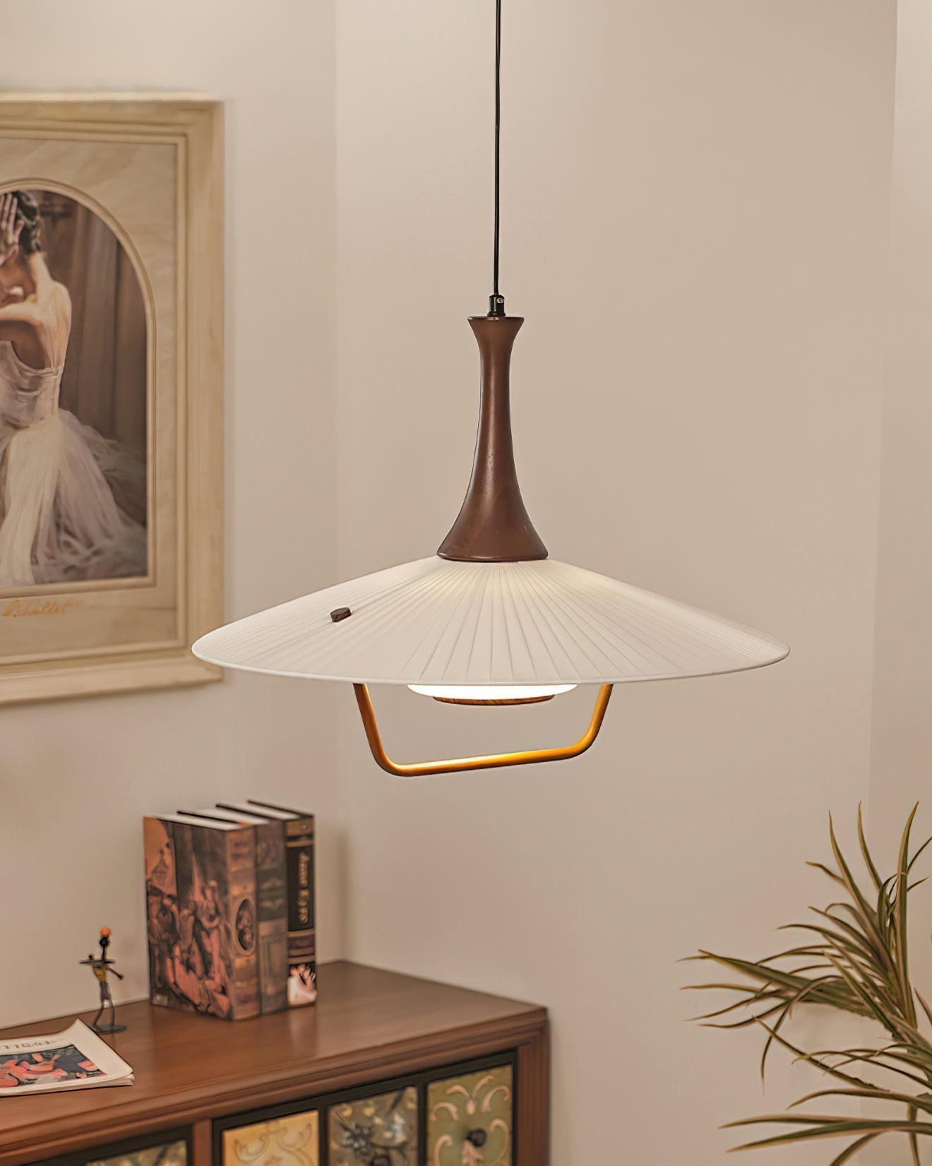 Vionne Suspension en bois et blanc style milieu du siècle