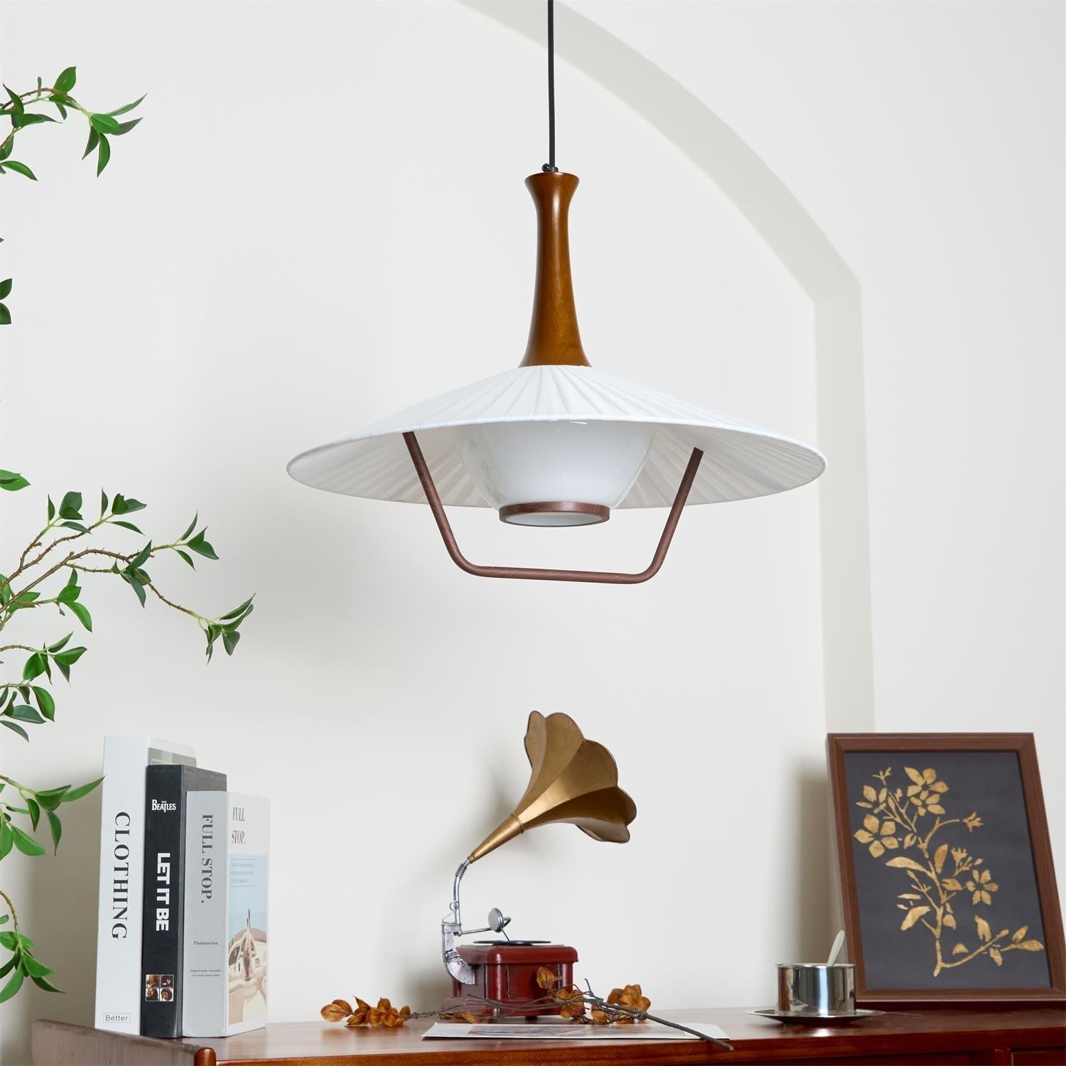 Vionne Suspension en bois et blanc style milieu du siècle