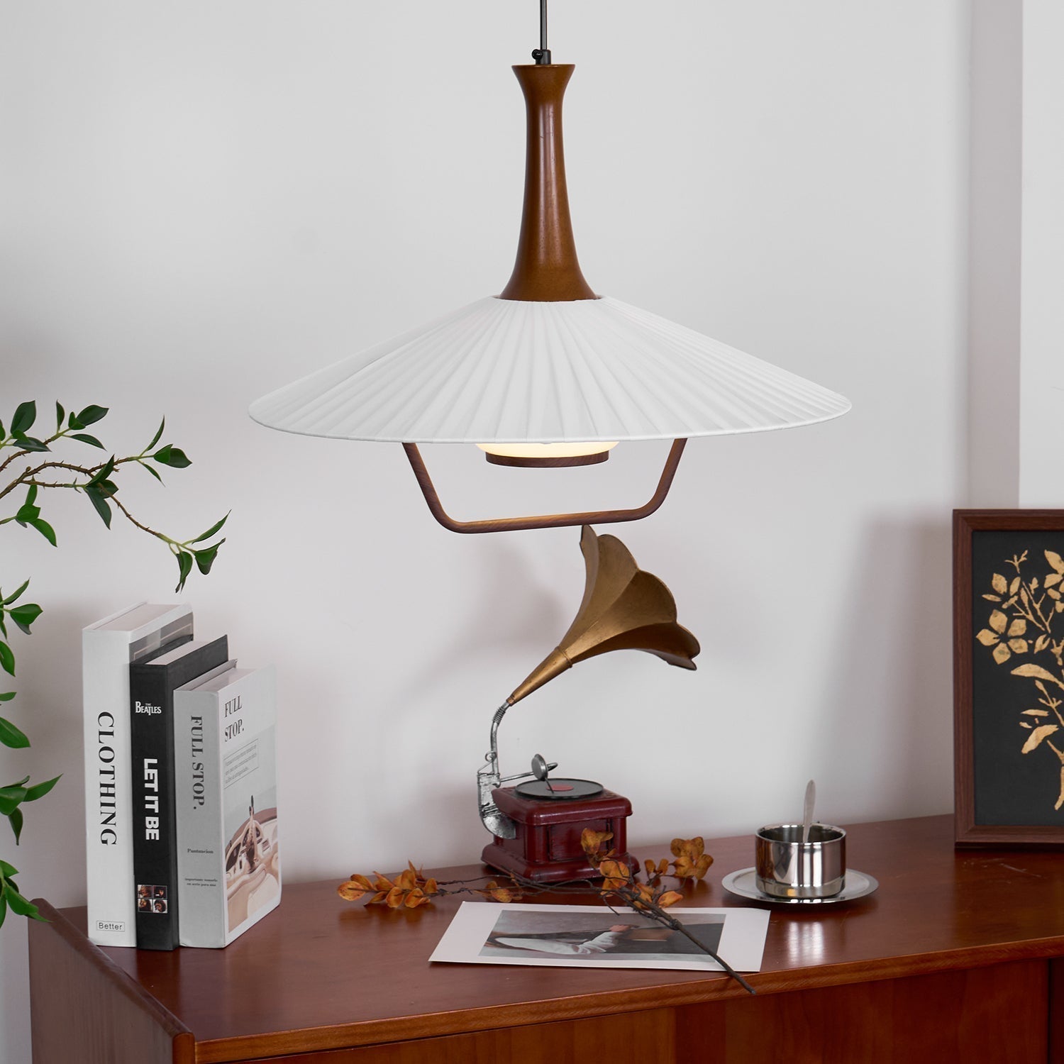 Vionne Suspension en bois et blanc style milieu du siècle
