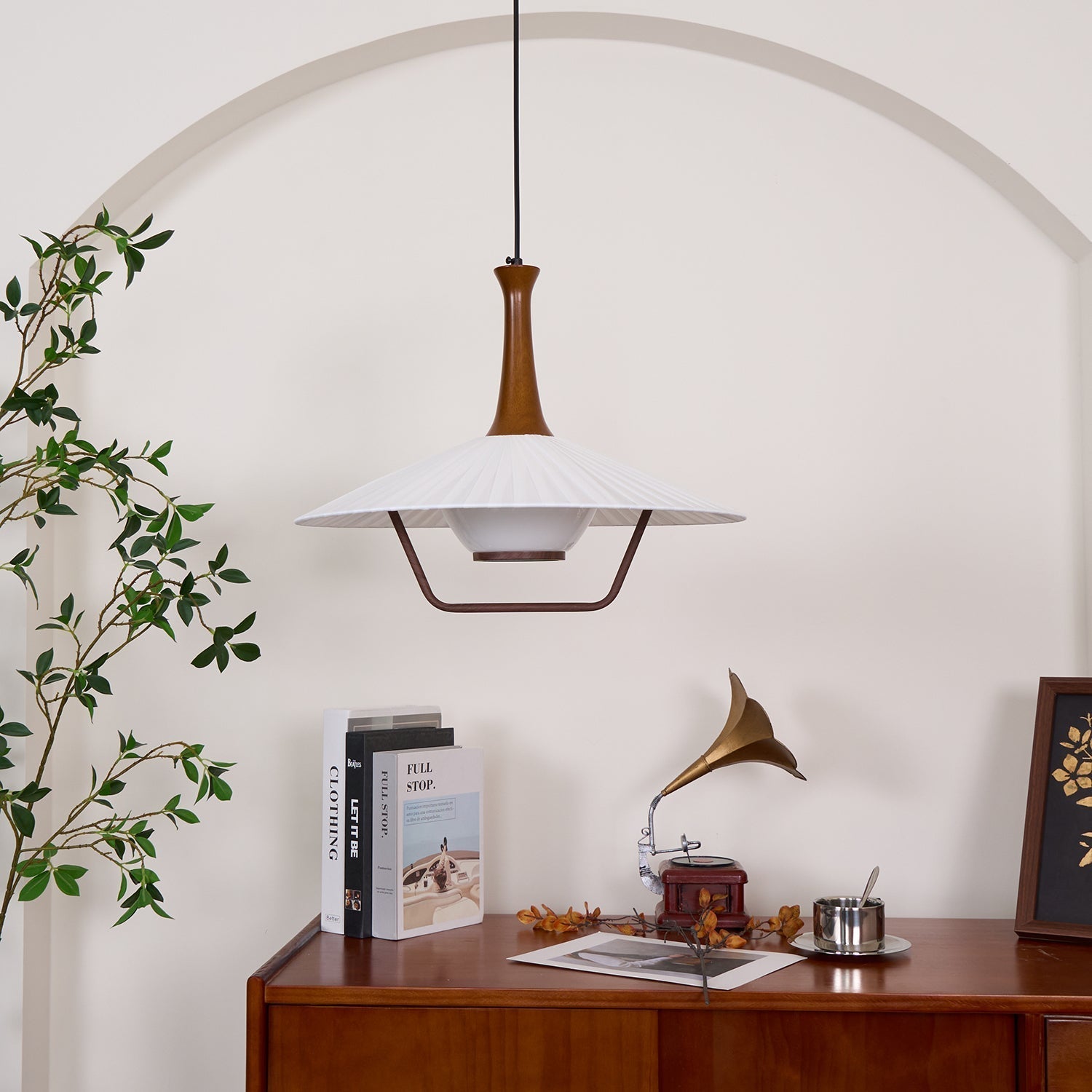 Vionne Suspension en bois et blanc style milieu du siècle
