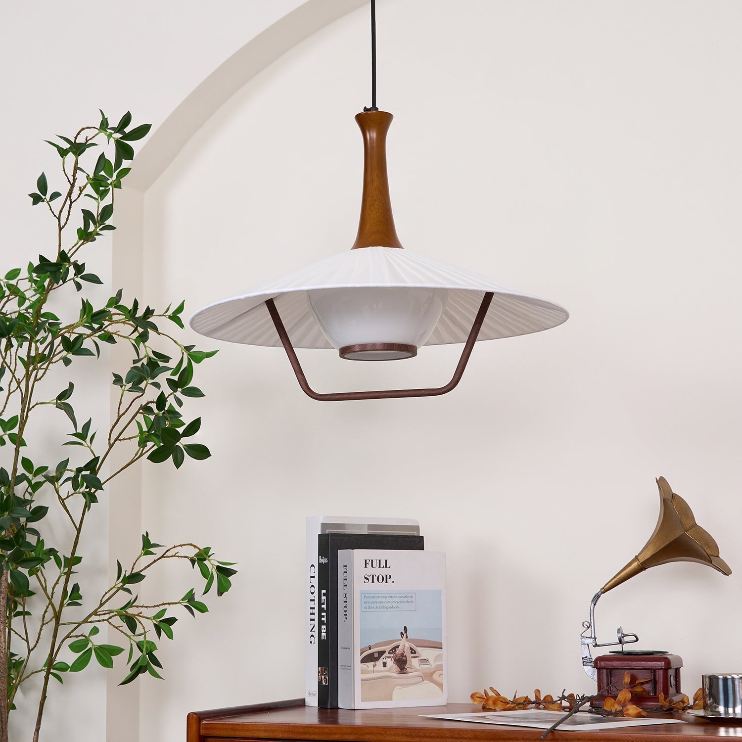 Vionne Suspension en bois et blanc style milieu du siècle
