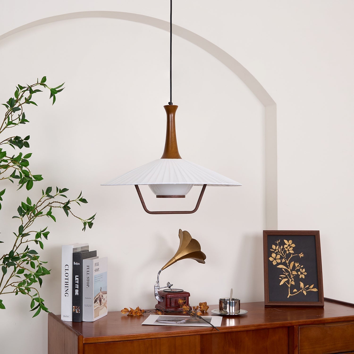 Vionne Suspension en bois et blanc style milieu du siècle