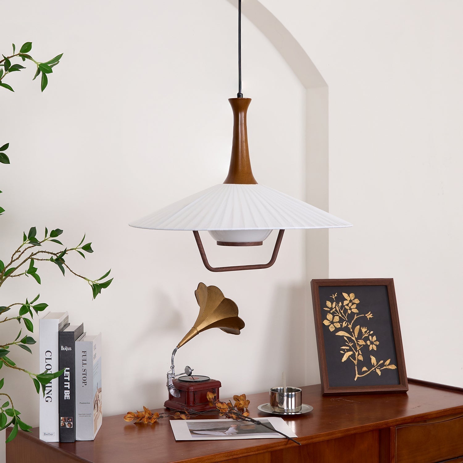 Vionne Suspension en bois et blanc style milieu du siècle
