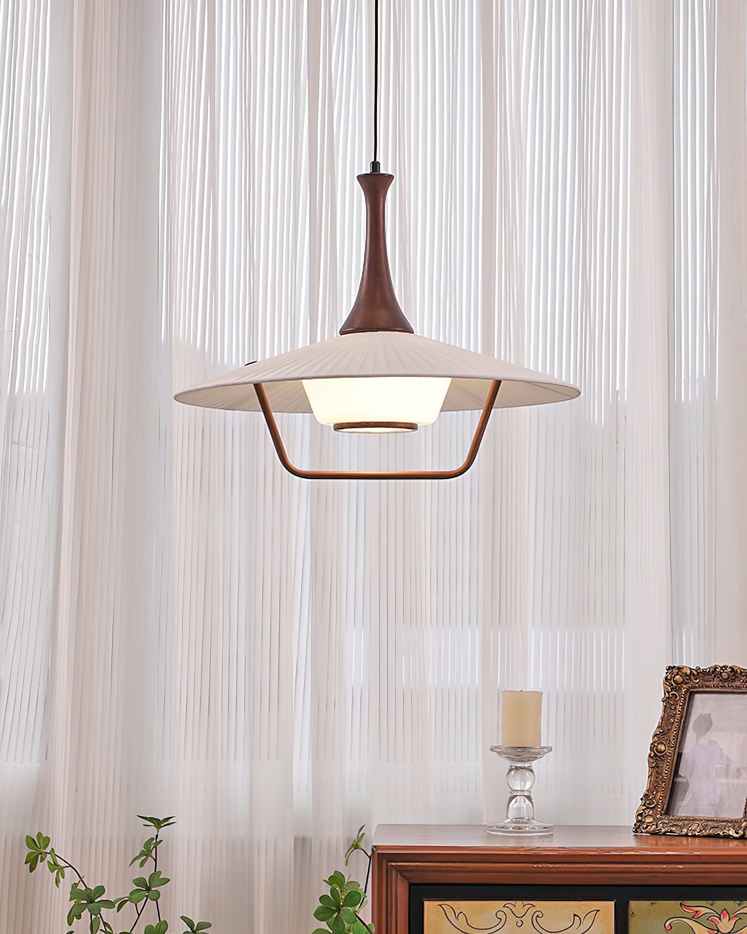 Vionne Suspension en bois et blanc style milieu du siècle