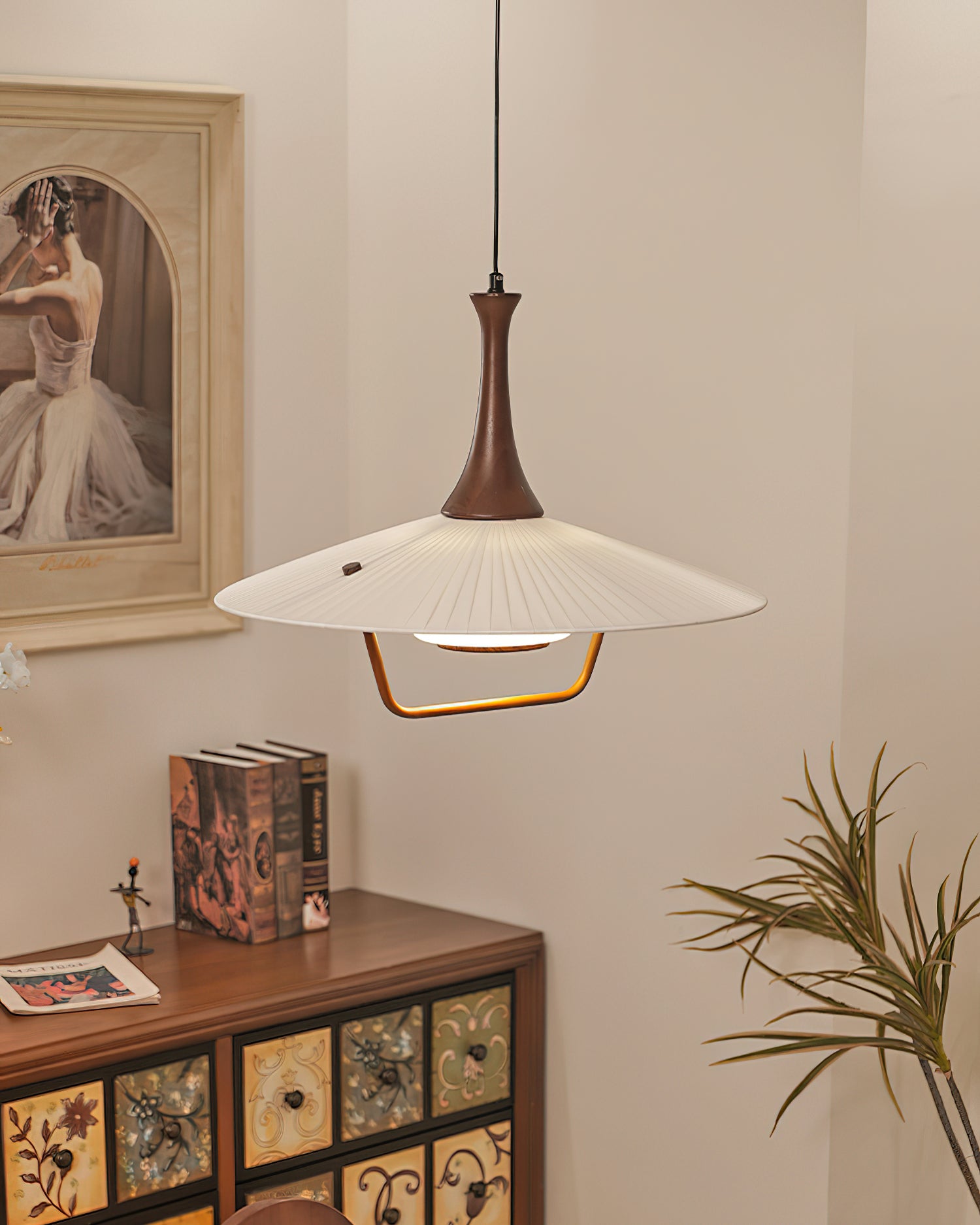 Vionne Suspension en bois et blanc style milieu du siècle