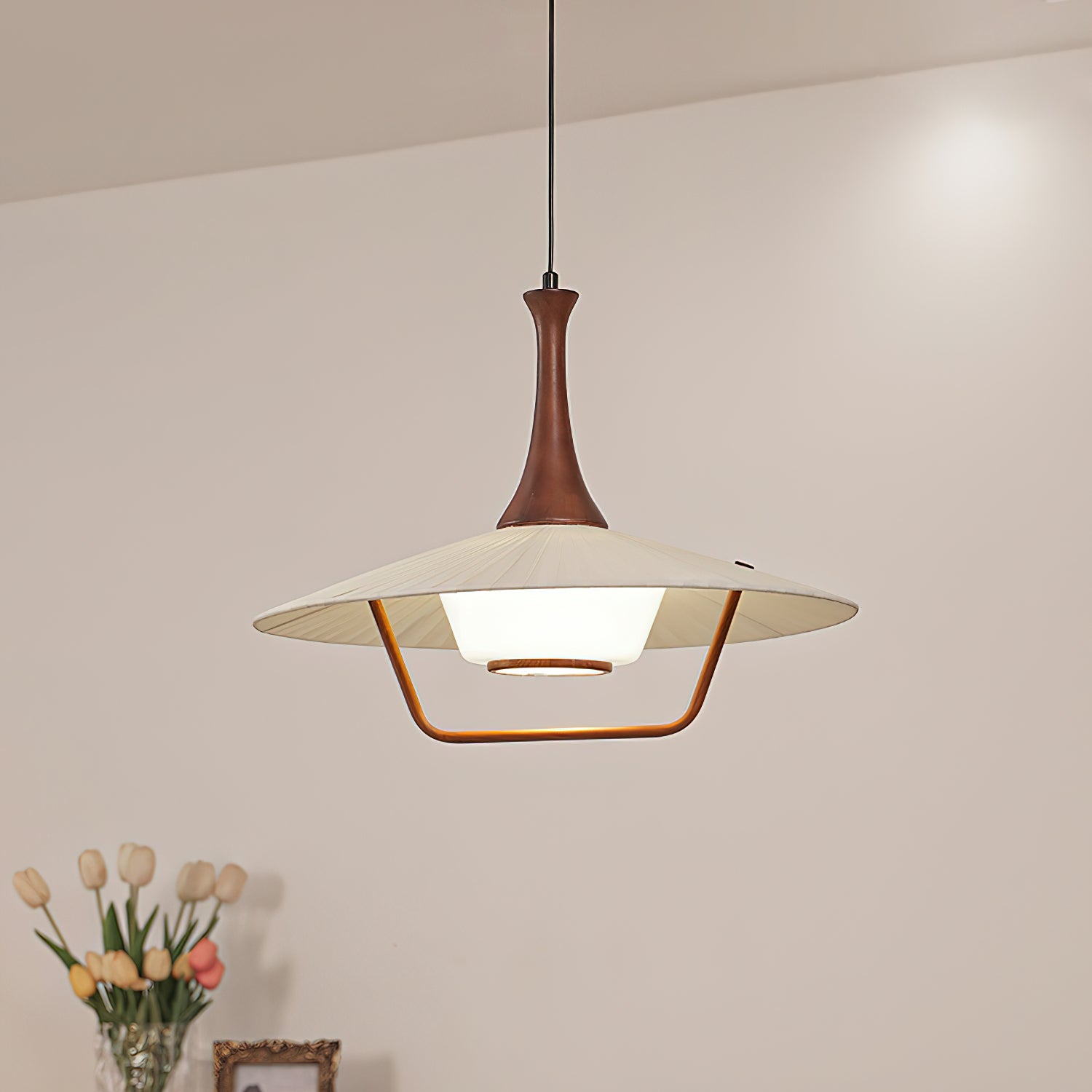 Vionne Suspension en bois et blanc style milieu du siècle