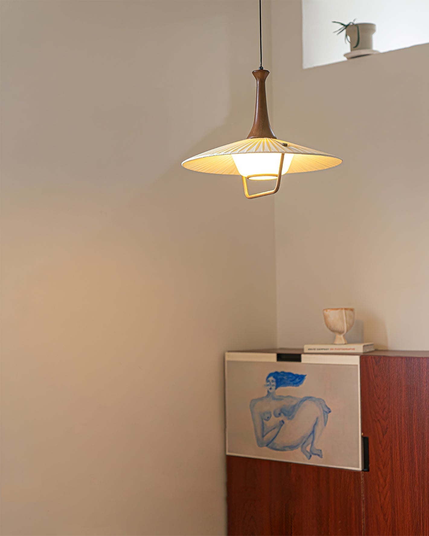 Vionne Suspension en bois et blanc style milieu du siècle
