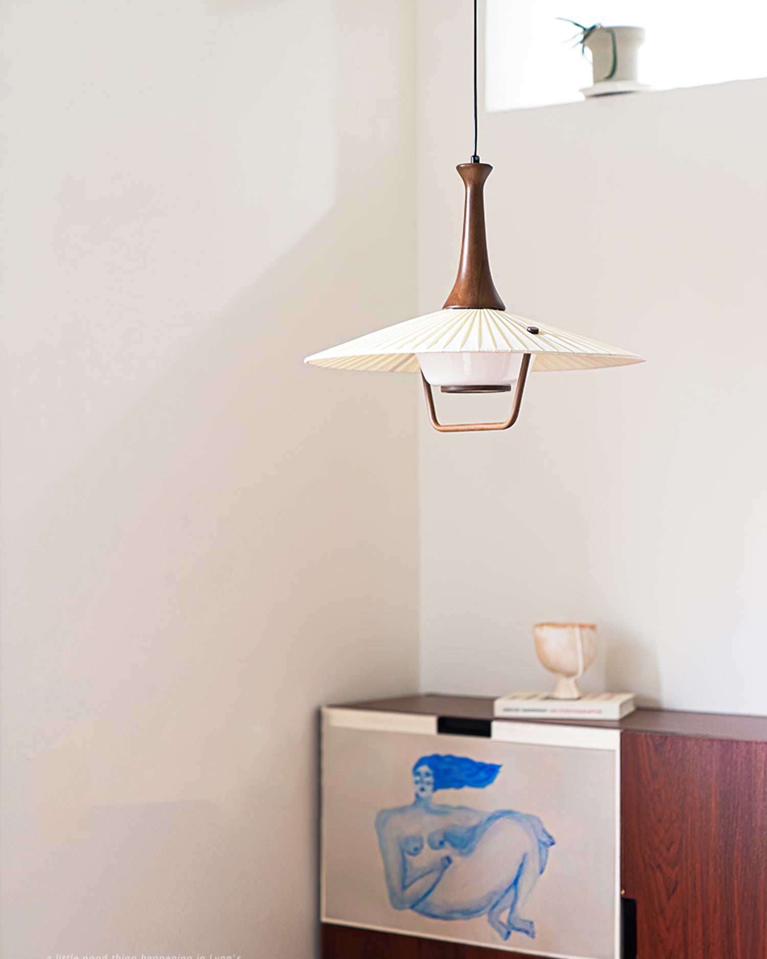 Vionne Suspension en bois et blanc style milieu du siècle